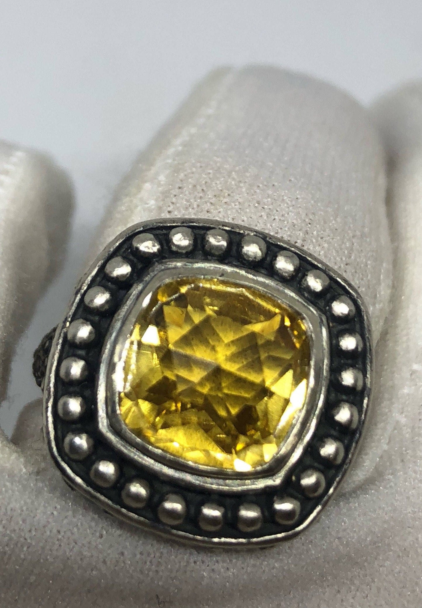 Vintage Citrine 925 Sterling Silver Cocktail Ring