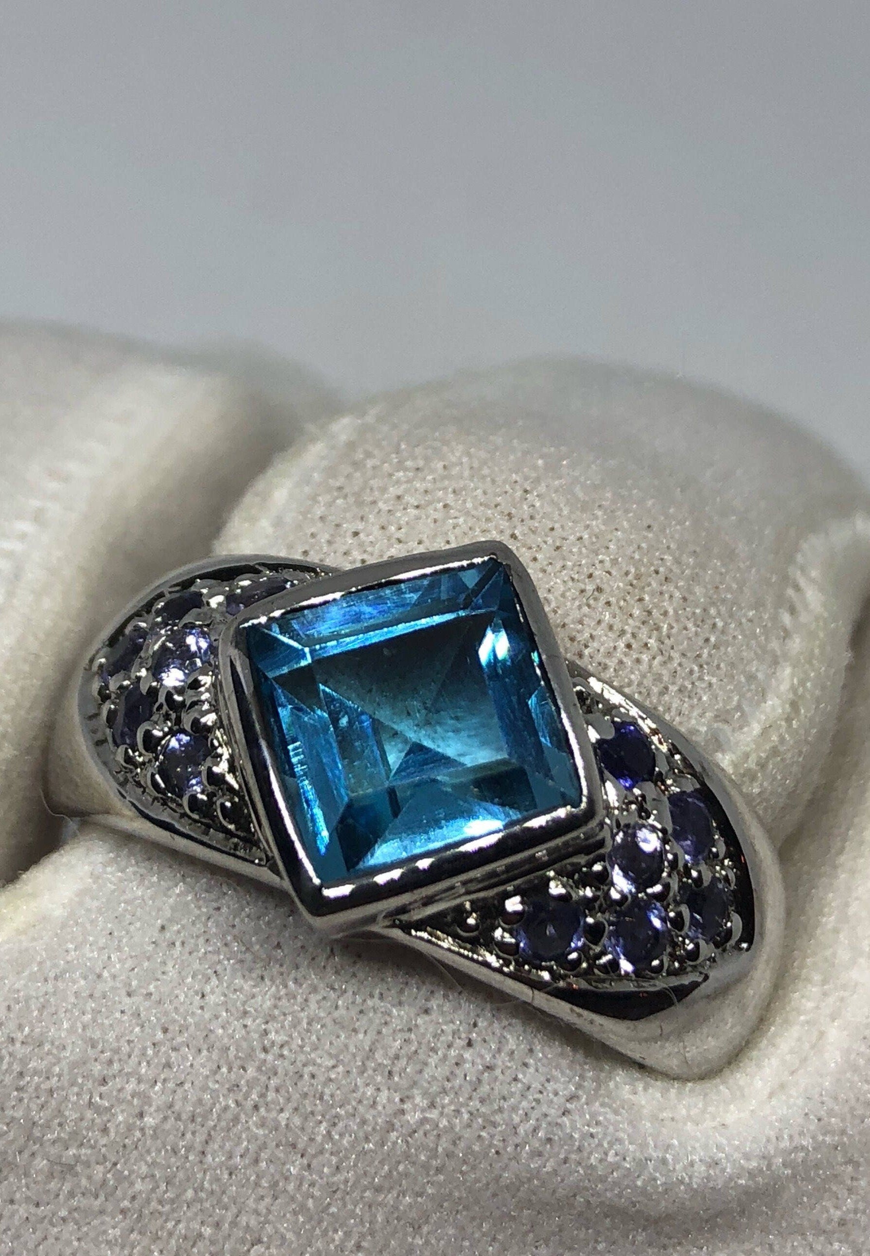 Vintage London Blue Topaz 925 Sterling Silver Ring