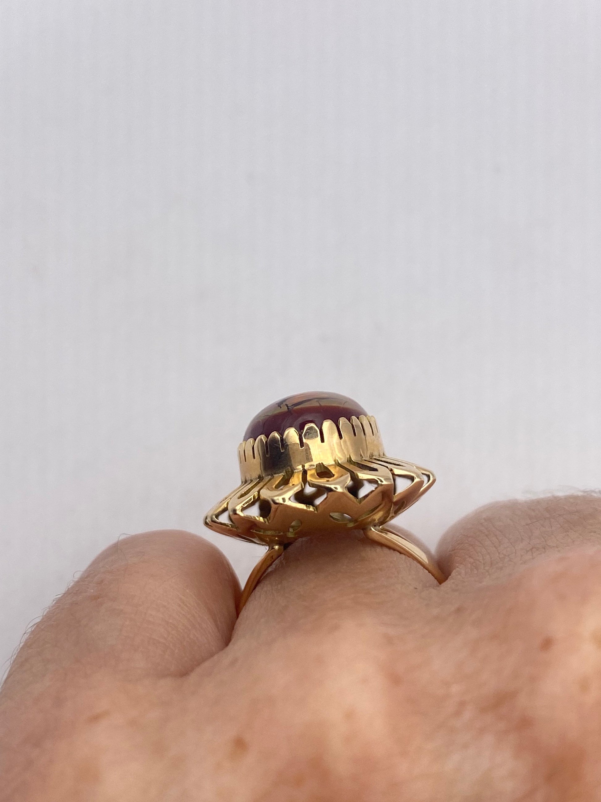 Vintage Orange Fire Opal 14k gold Ring