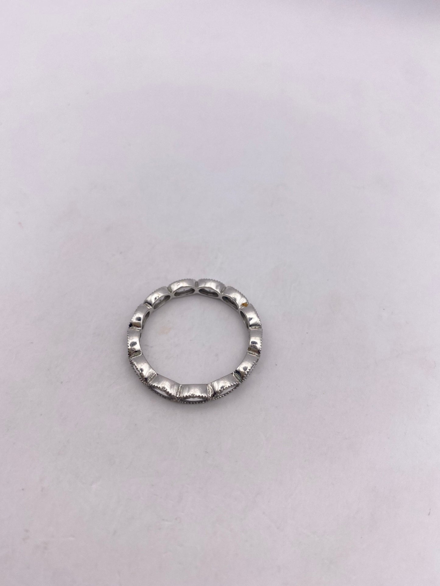 Vintage White Crystal 925 Sterling Silver Wedding Eternity Band Ring