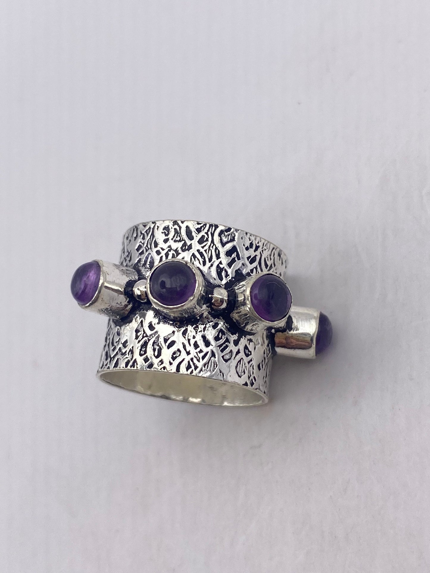 Vintage Boho Purple Amethyst Cocktail Ring Size 7