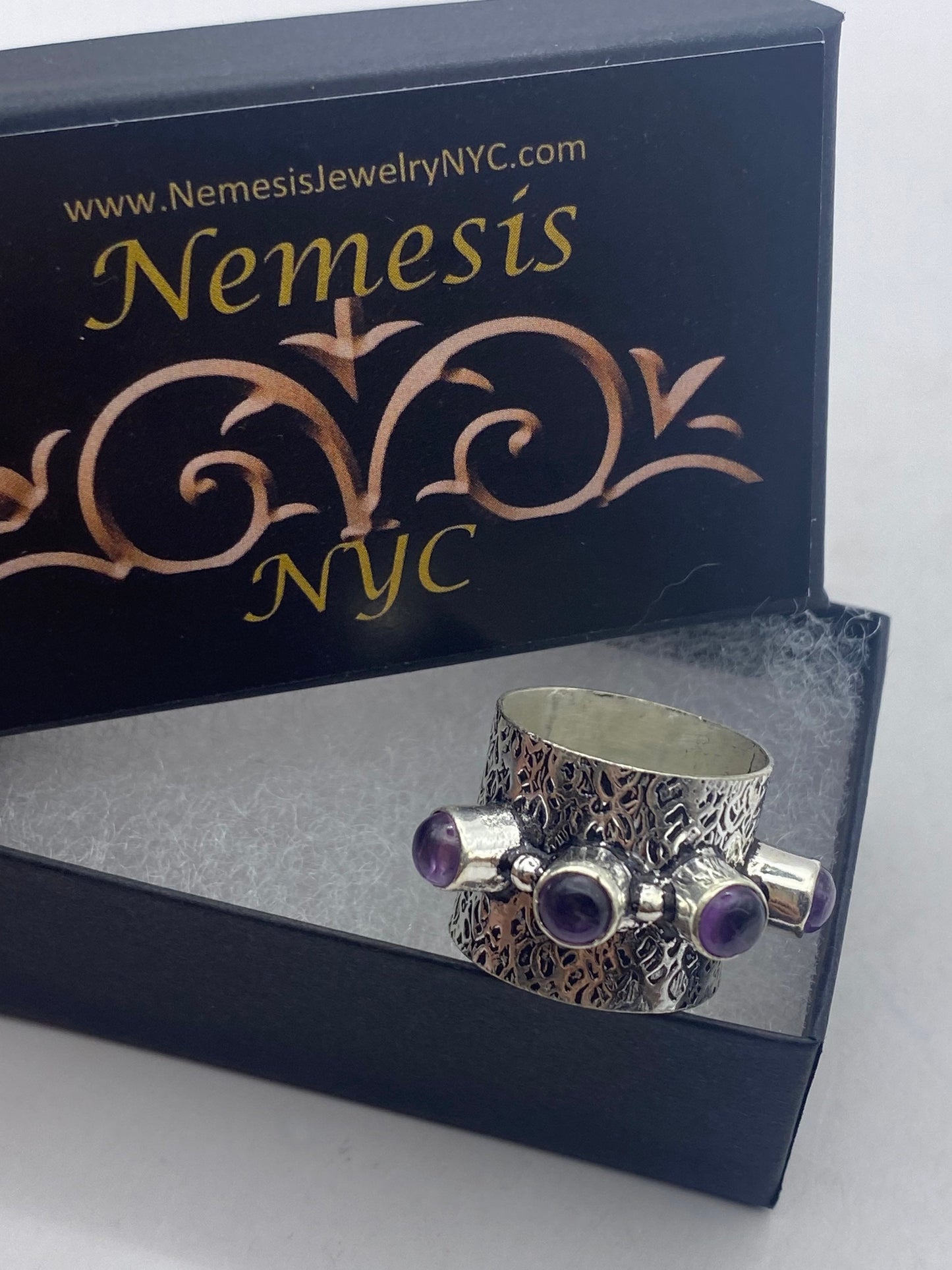 Vintage Boho Purple Amethyst Cocktail Ring Size 7