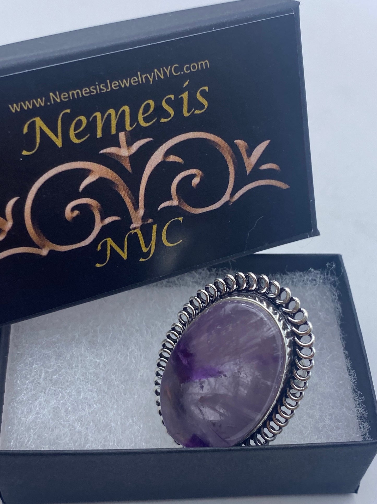 Vintage Boho Purple Amethyst Cocktail Ring Size 8.5