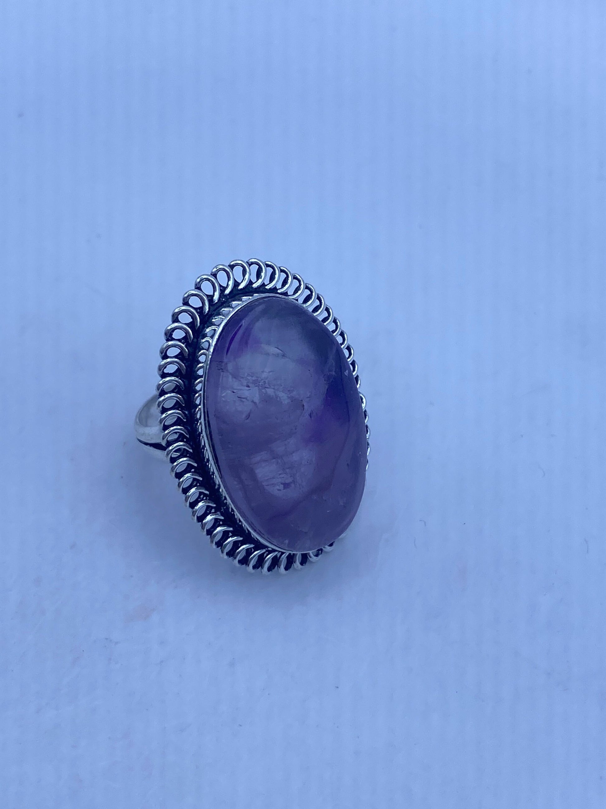 Vintage Boho Purple Amethyst Cocktail Ring Size 8.5