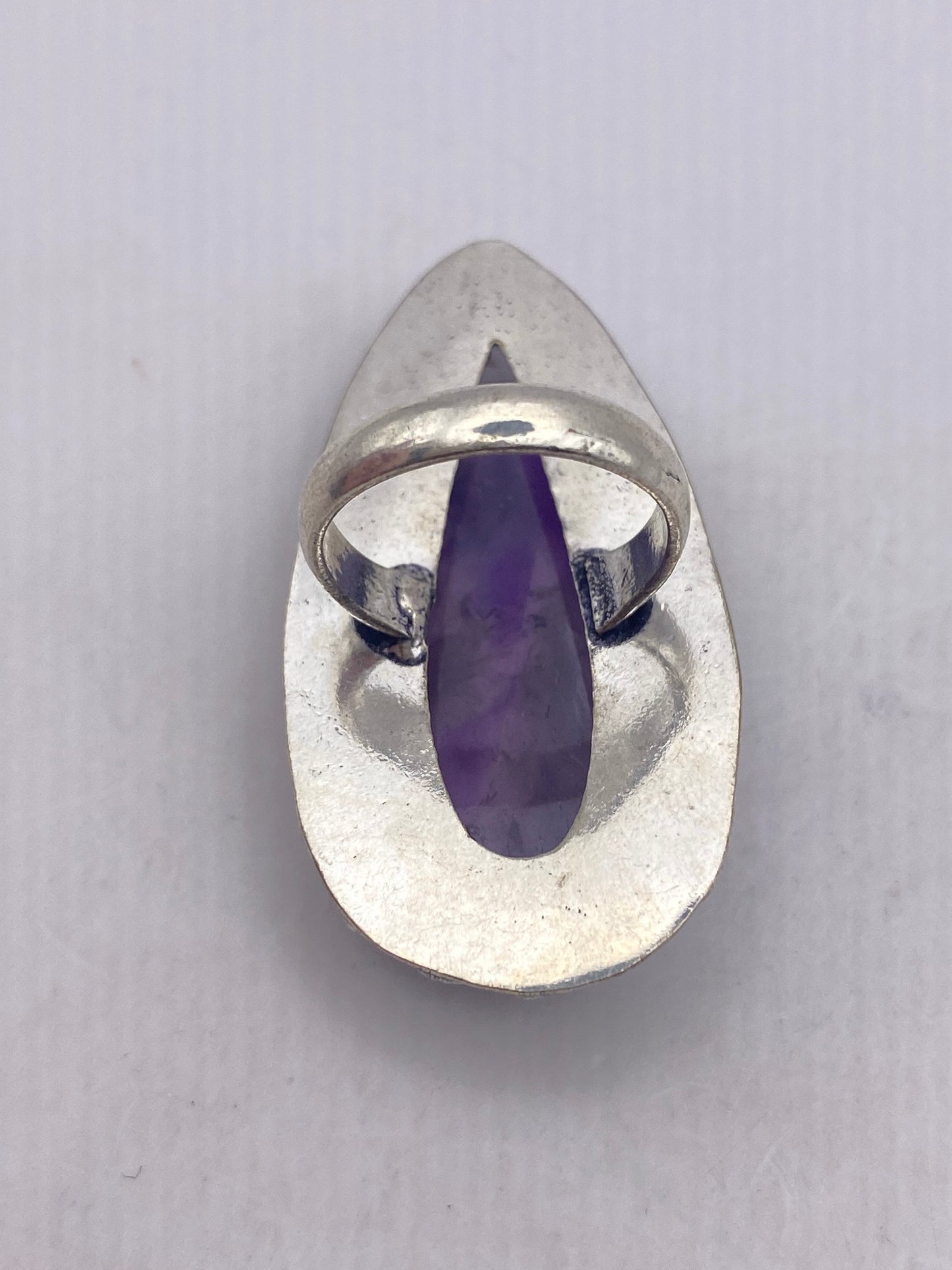 Vintage Boho Purple Amethyst Cocktail Ring Size 5.25