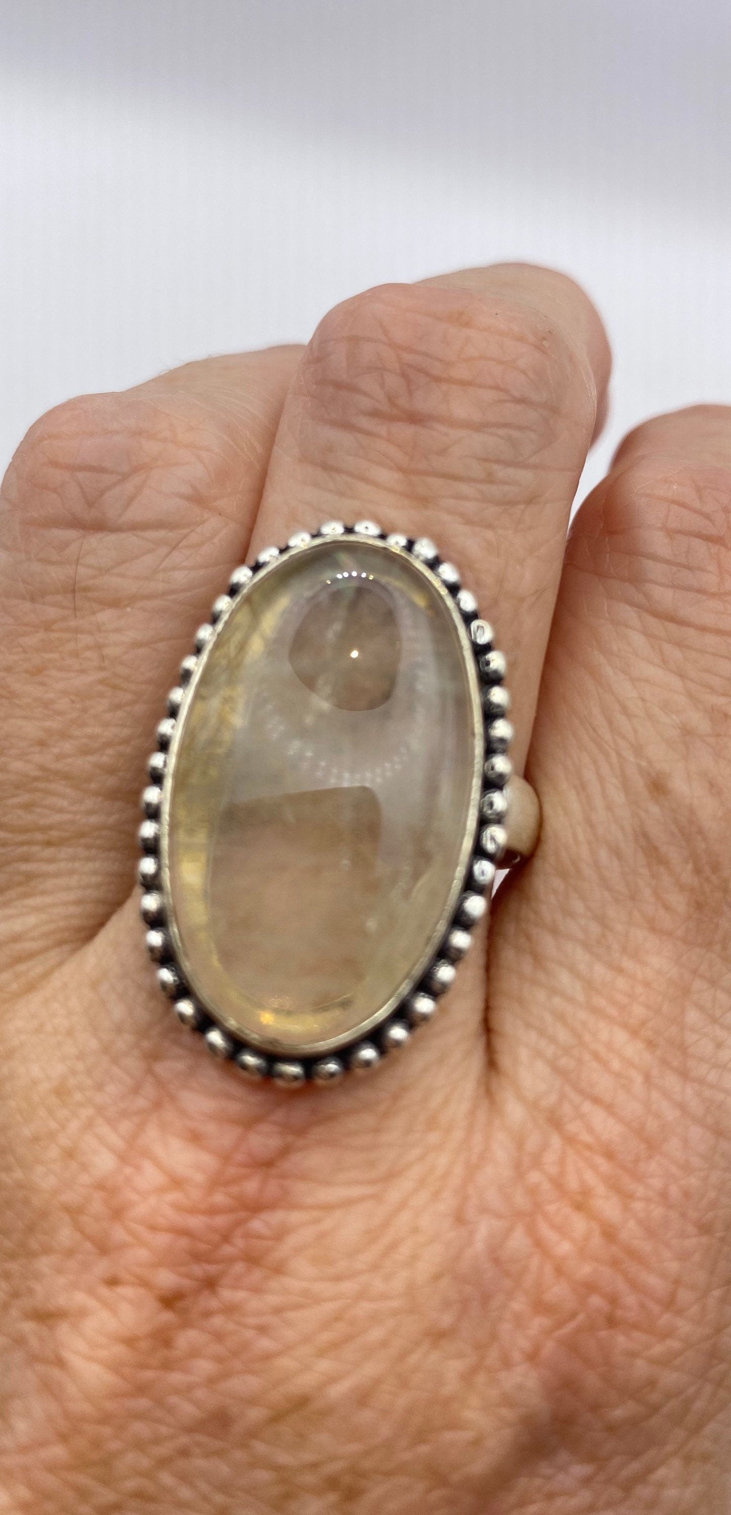 Vintage Gold Rutile Quartz Boho Cocktail Ring