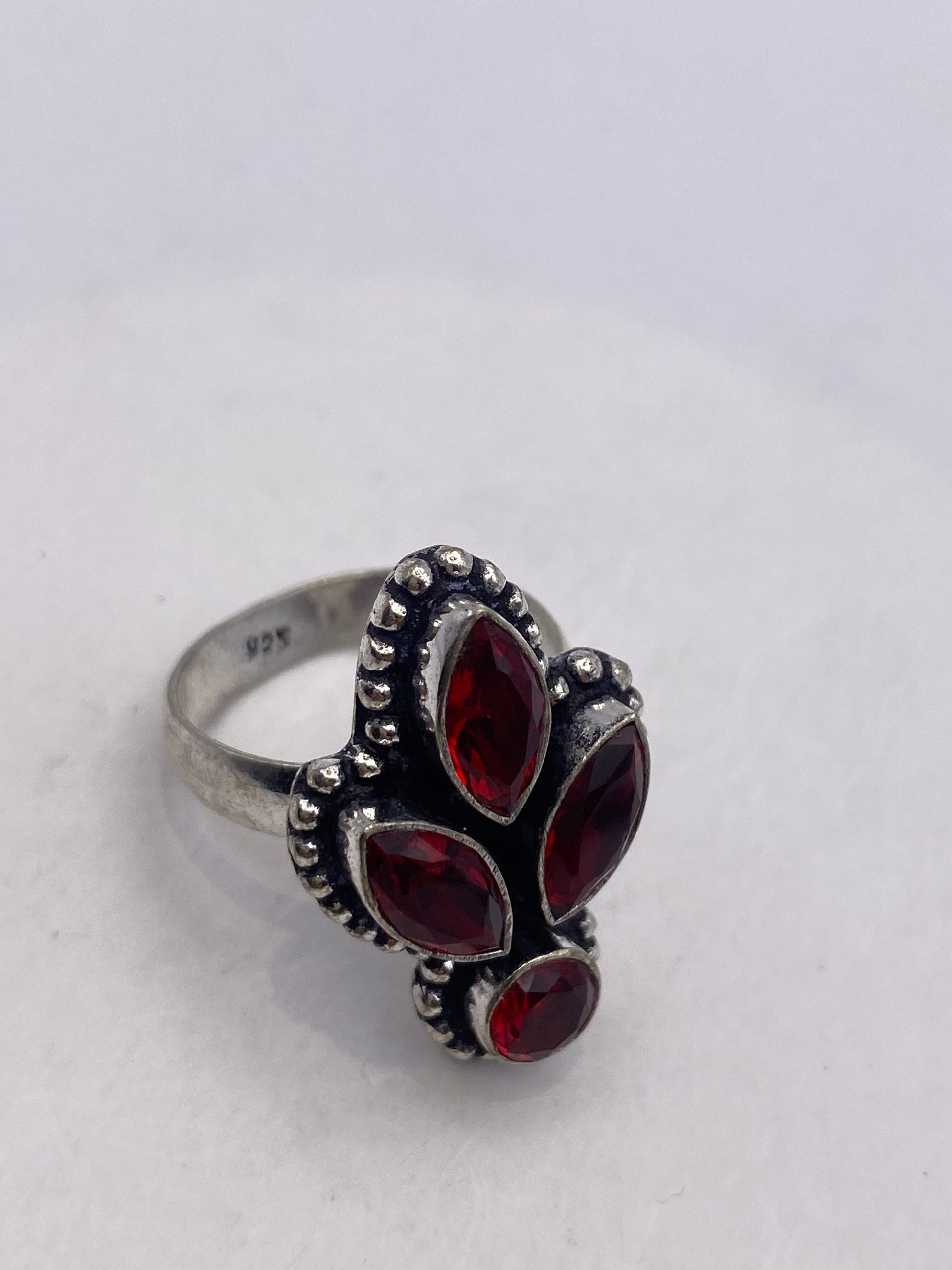 Vintage Red Ruby Glass Ring Antique Art Glass