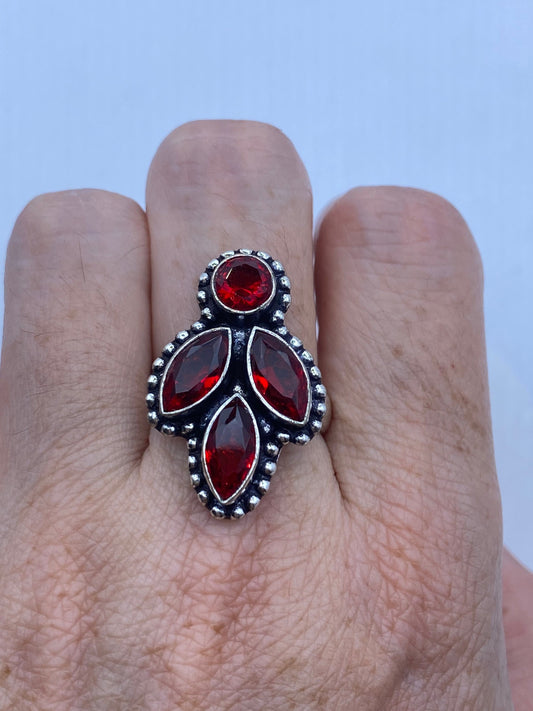 Vintage Red Ruby Glass Ring Antique Art Glass