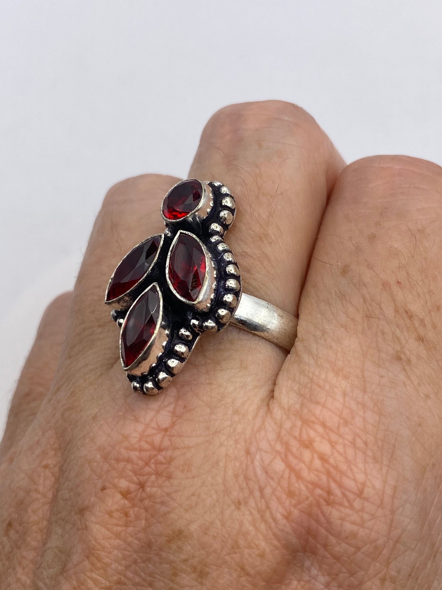 Vintage Red Ruby Glass Ring Antique Art Glass