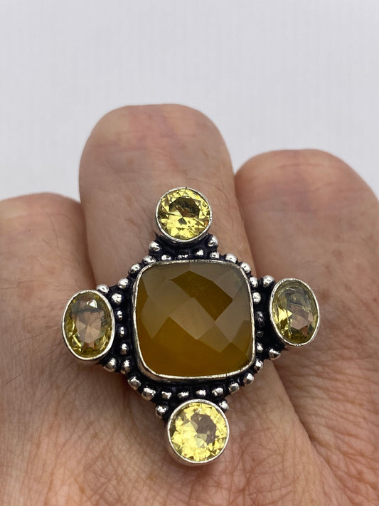 Vintage Citrine Orange Chalcedony Cocktail Ring