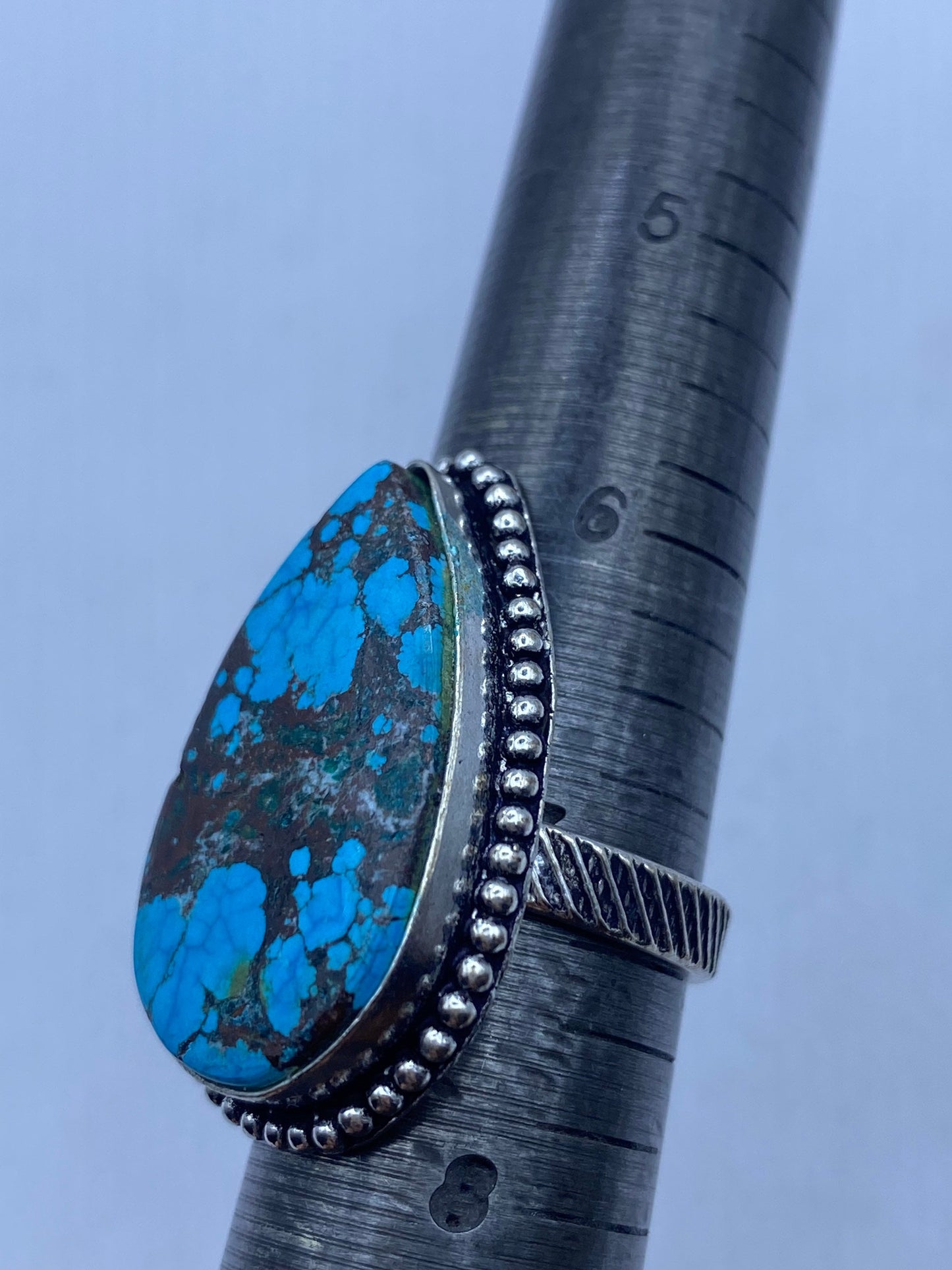 Vintage Blue Genuine Tibetan Turquoise Ring Size 7.5
