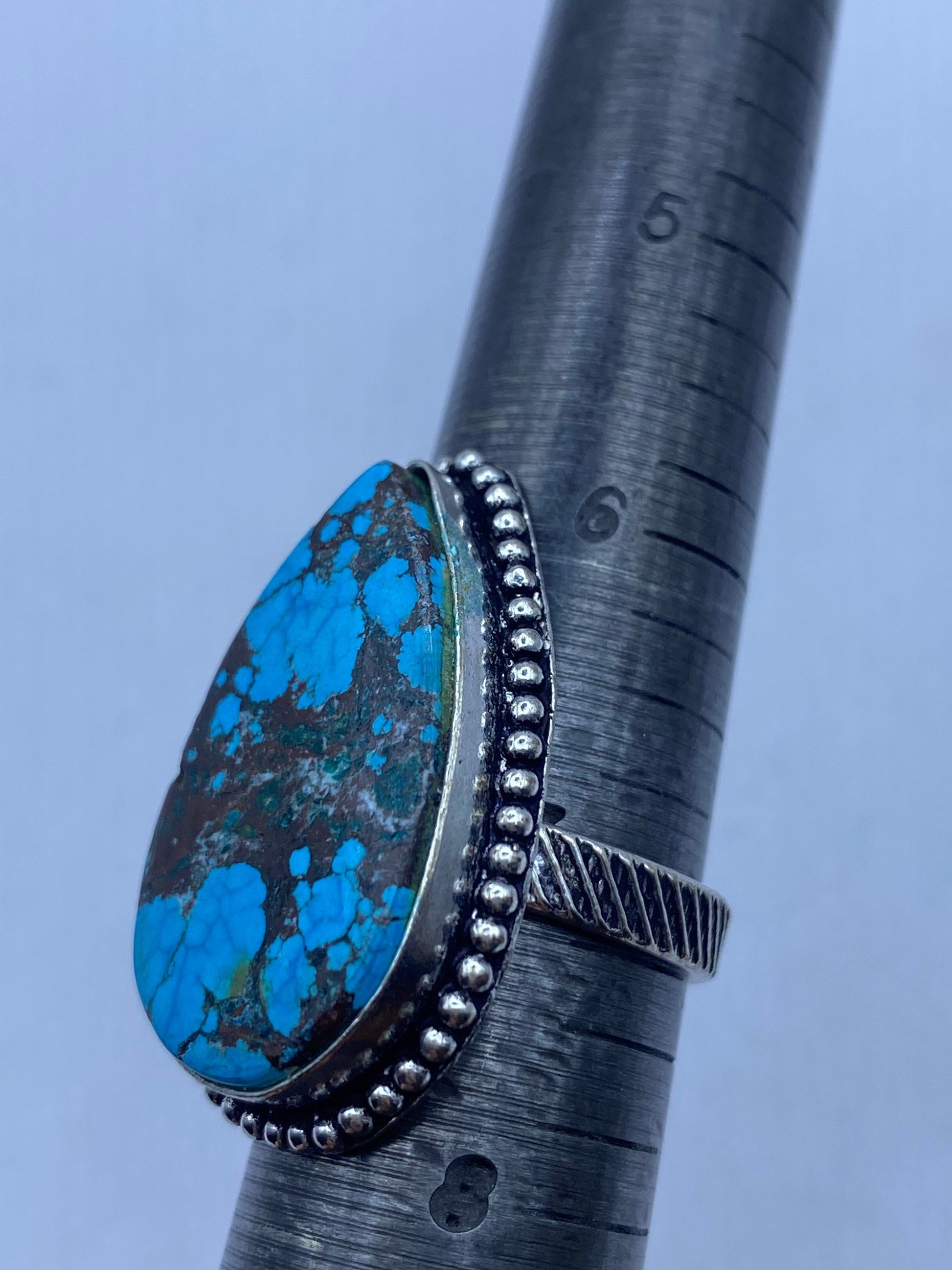 Vintage Blue Genuine Tibetan Turquoise Ring Size 7.5