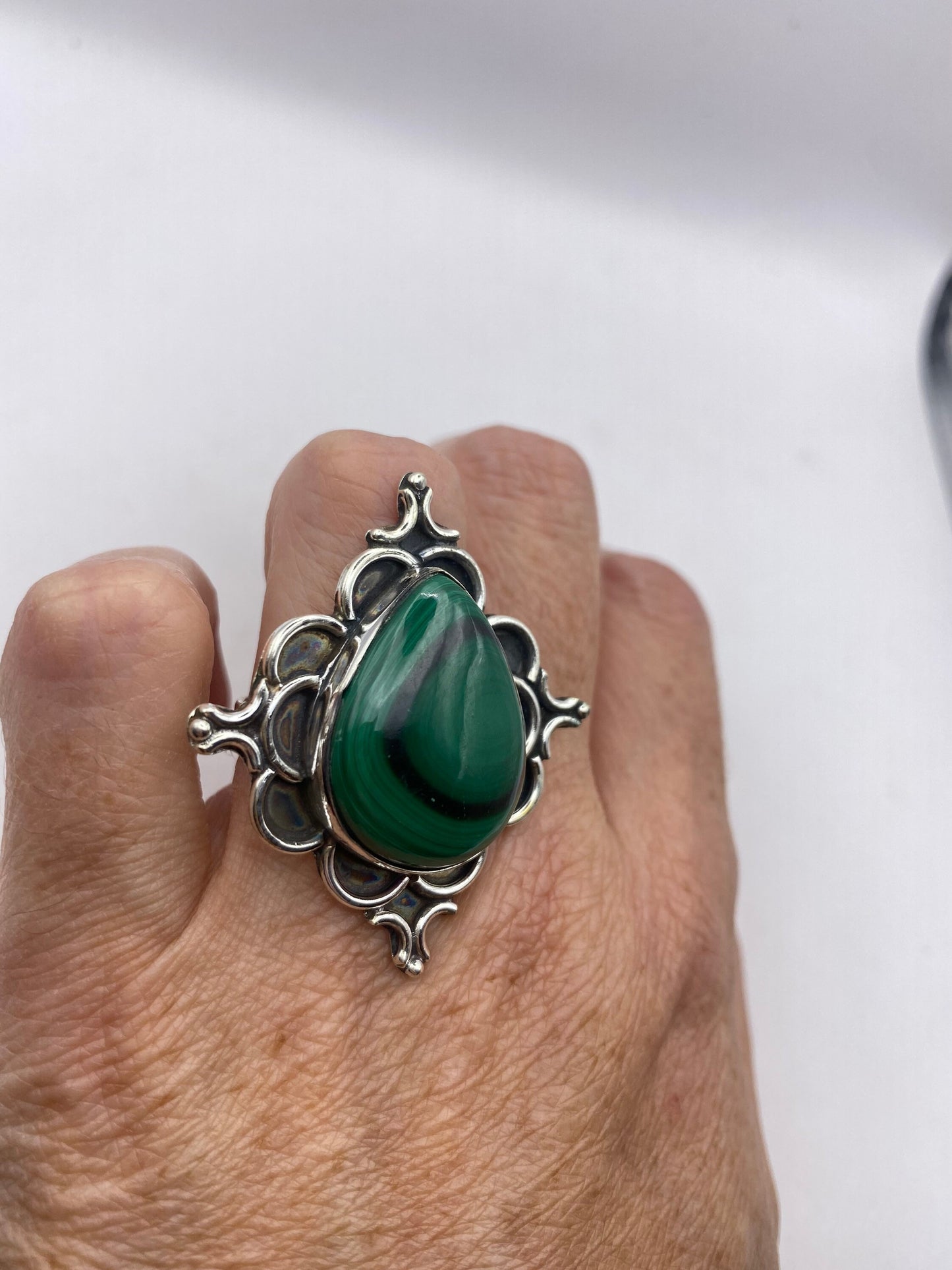 Vintage malachite Ring Size 7.75