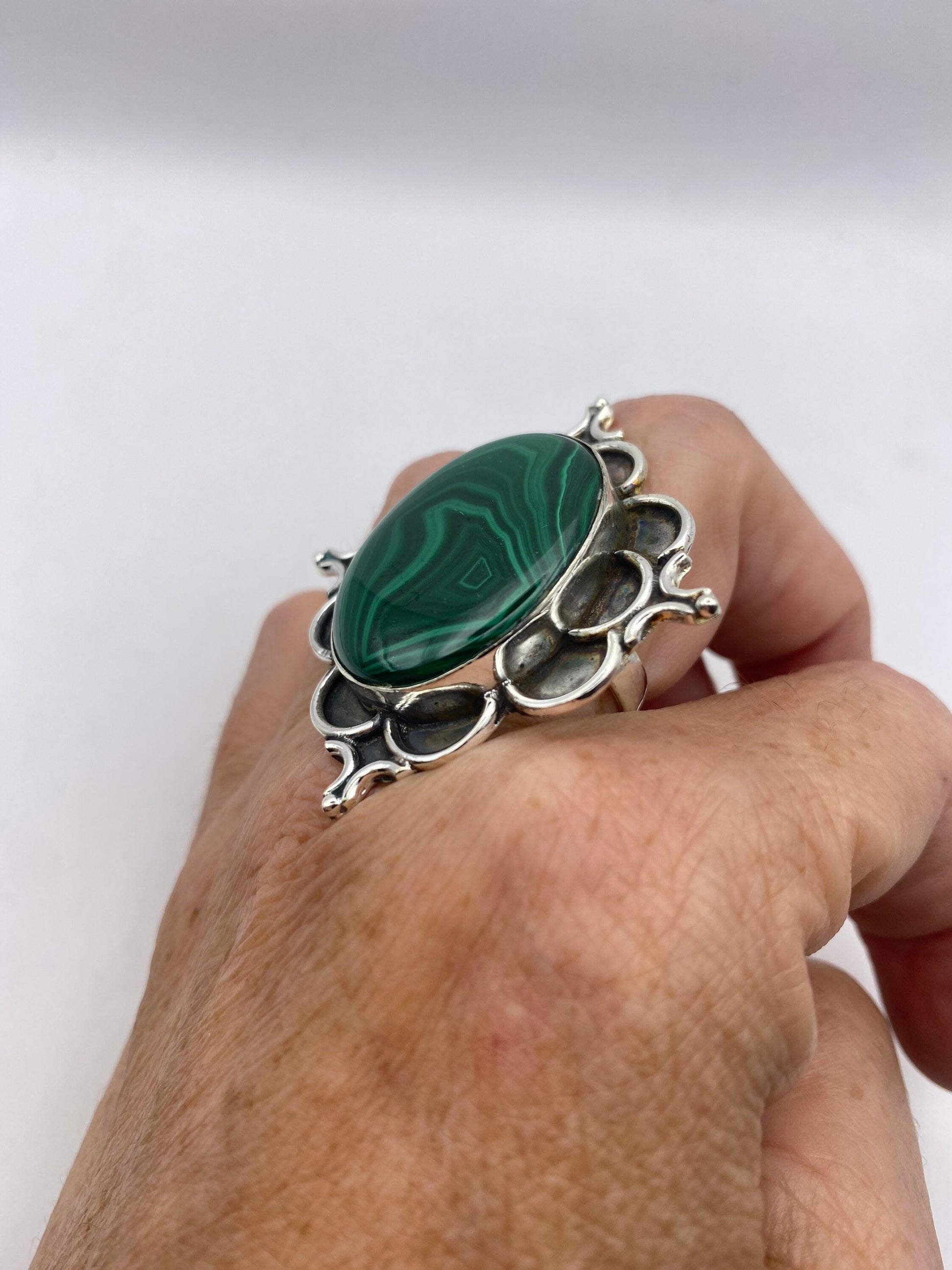 Vintage malachite Ring Size 7.5