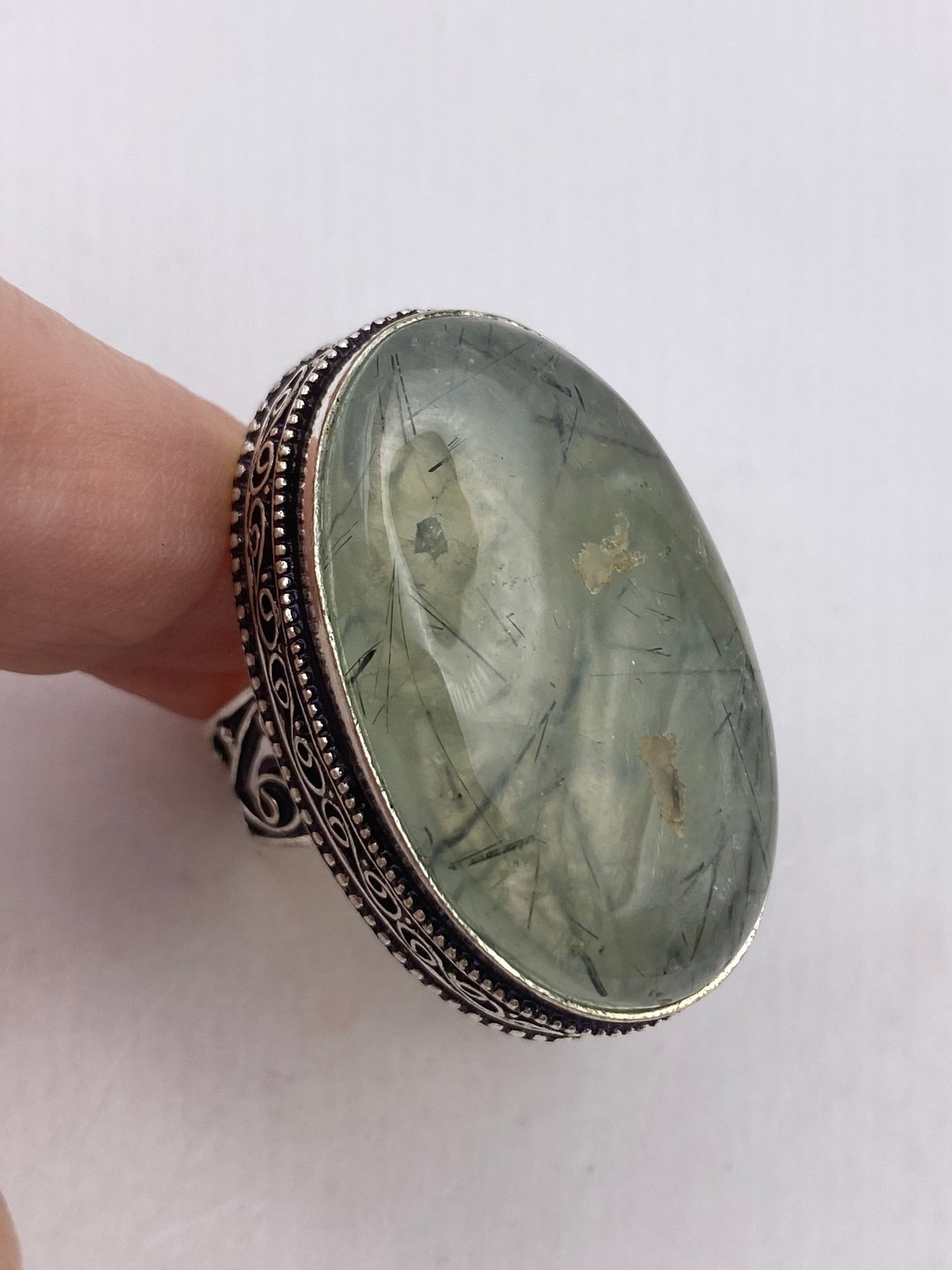 Vintage Green Moss Agate Cocktail Ring