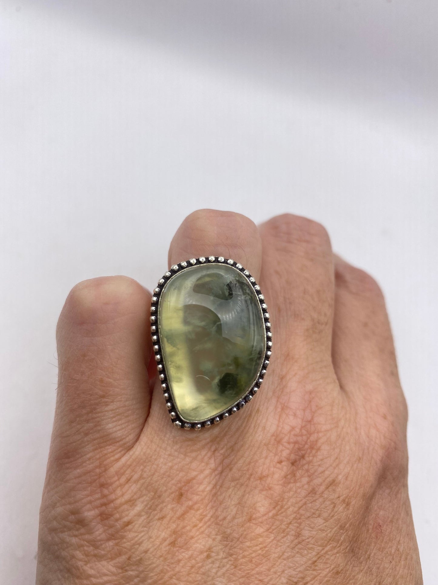 Vintage Green Moss Agate Cocktail Ring