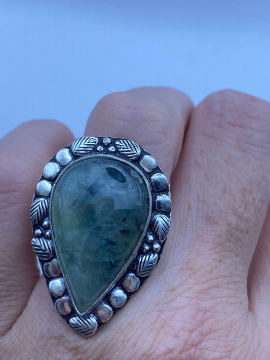 Vintage Green Moss Agate Cocktail Ring