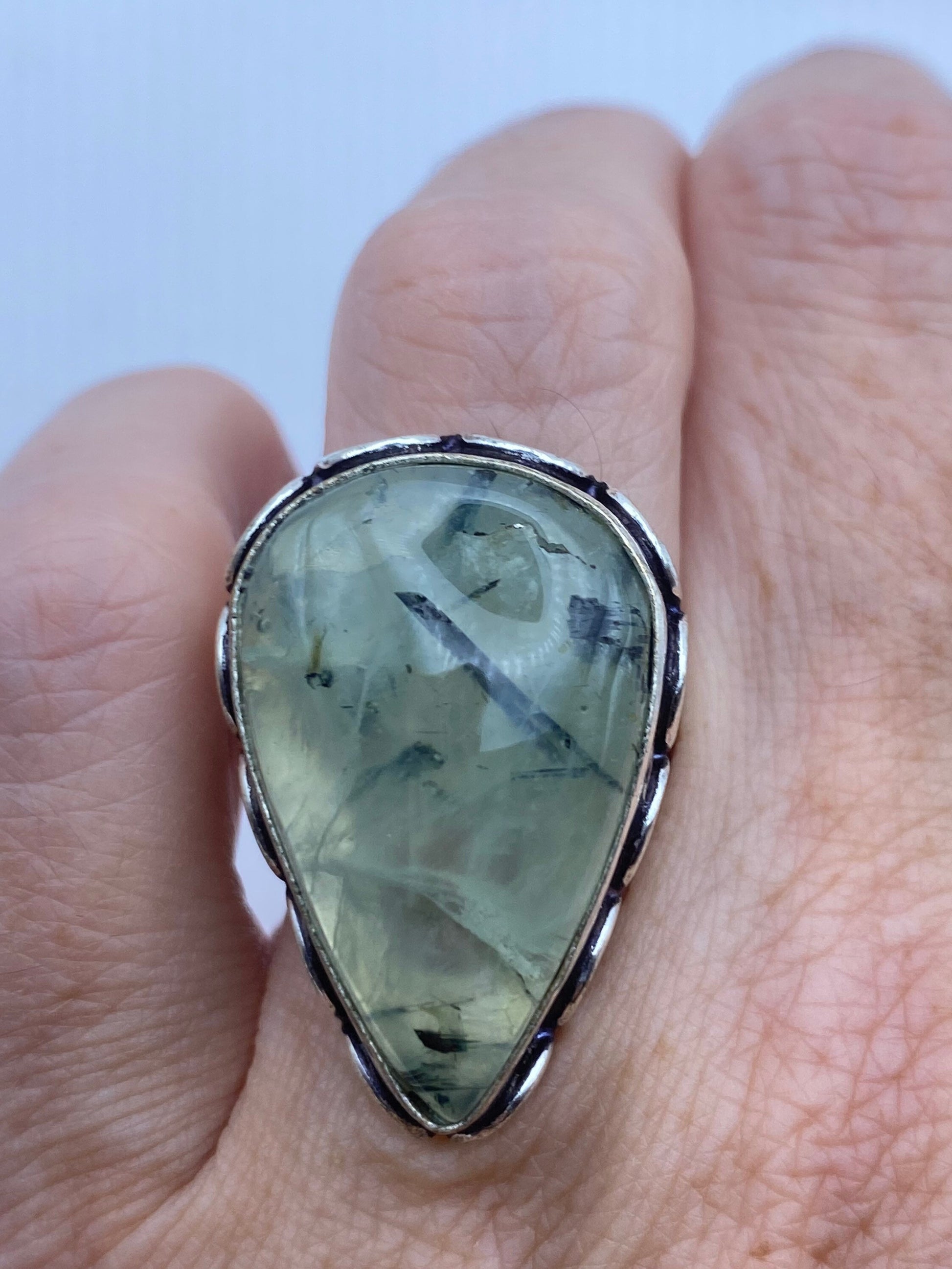 Vintage Green Moss Agate Cocktail Ring