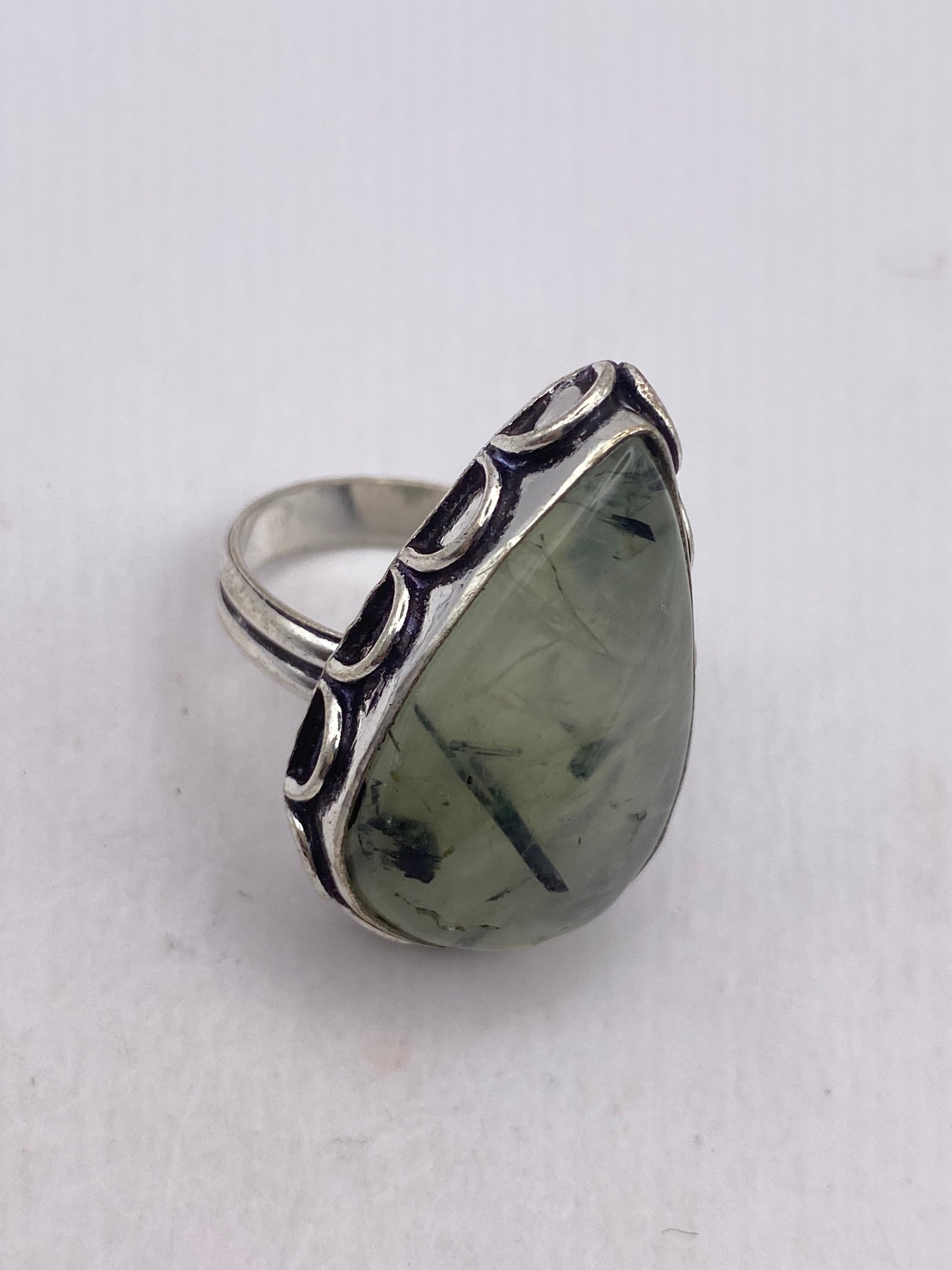 Vintage Green Moss Agate Cocktail Ring