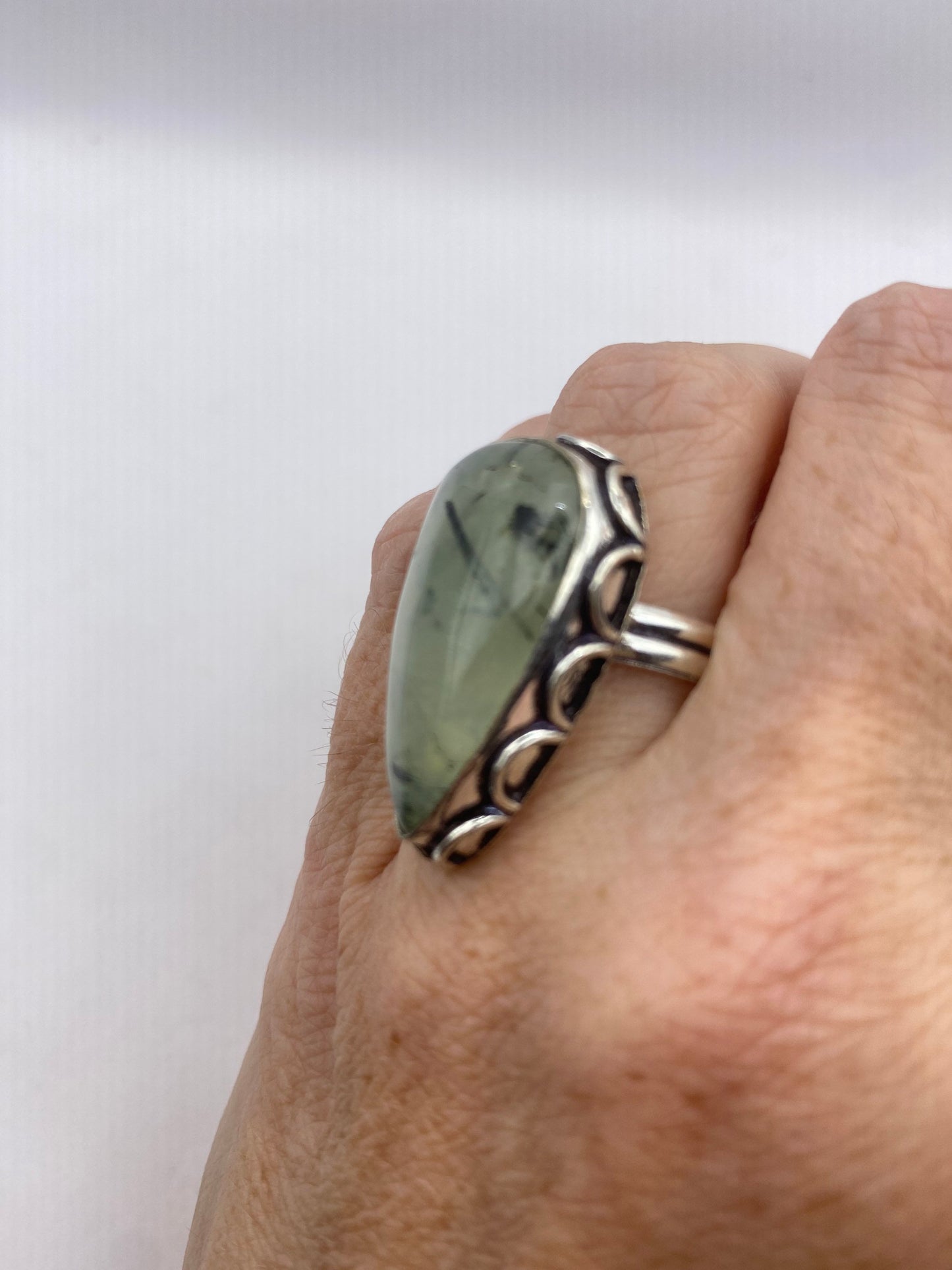 Vintage Green Moss Agate Cocktail Ring