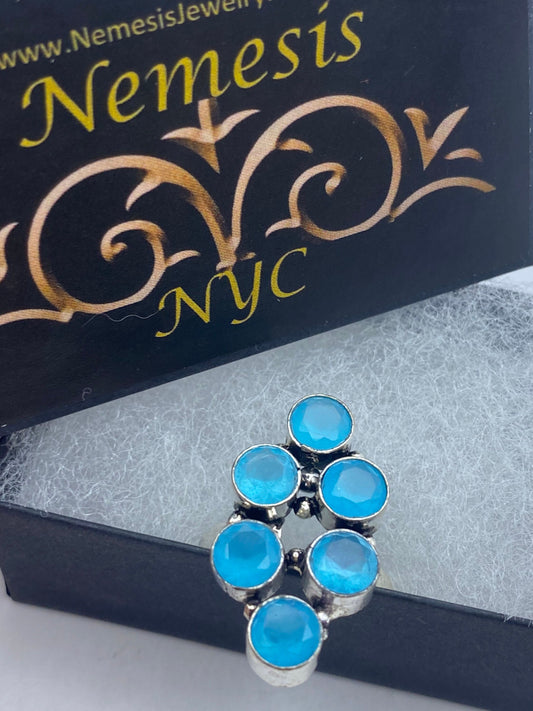 Vintage Genuine Blue Chalcedony Cocktail Statement Ring
