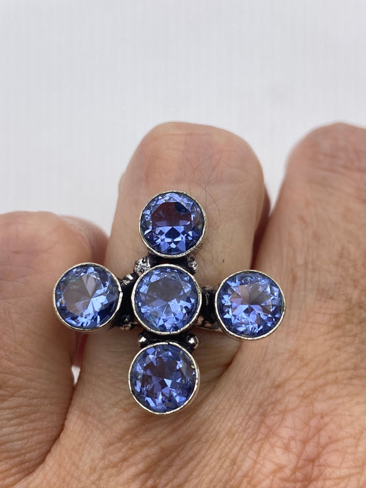 Vintage Blue Iolite Crystal Ring Size 7