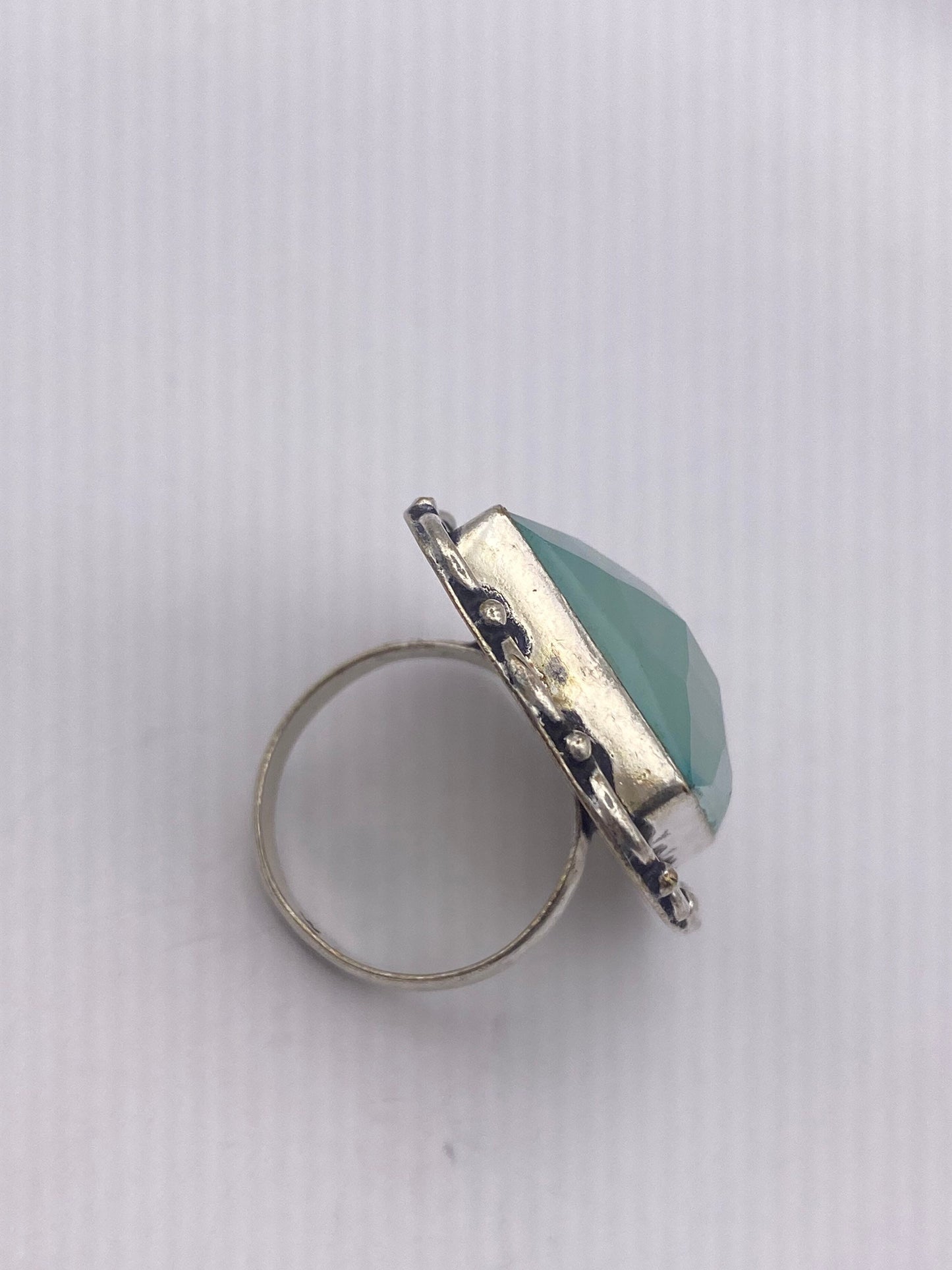 Vintage Green Chalcedony Cocktail Statement Ring