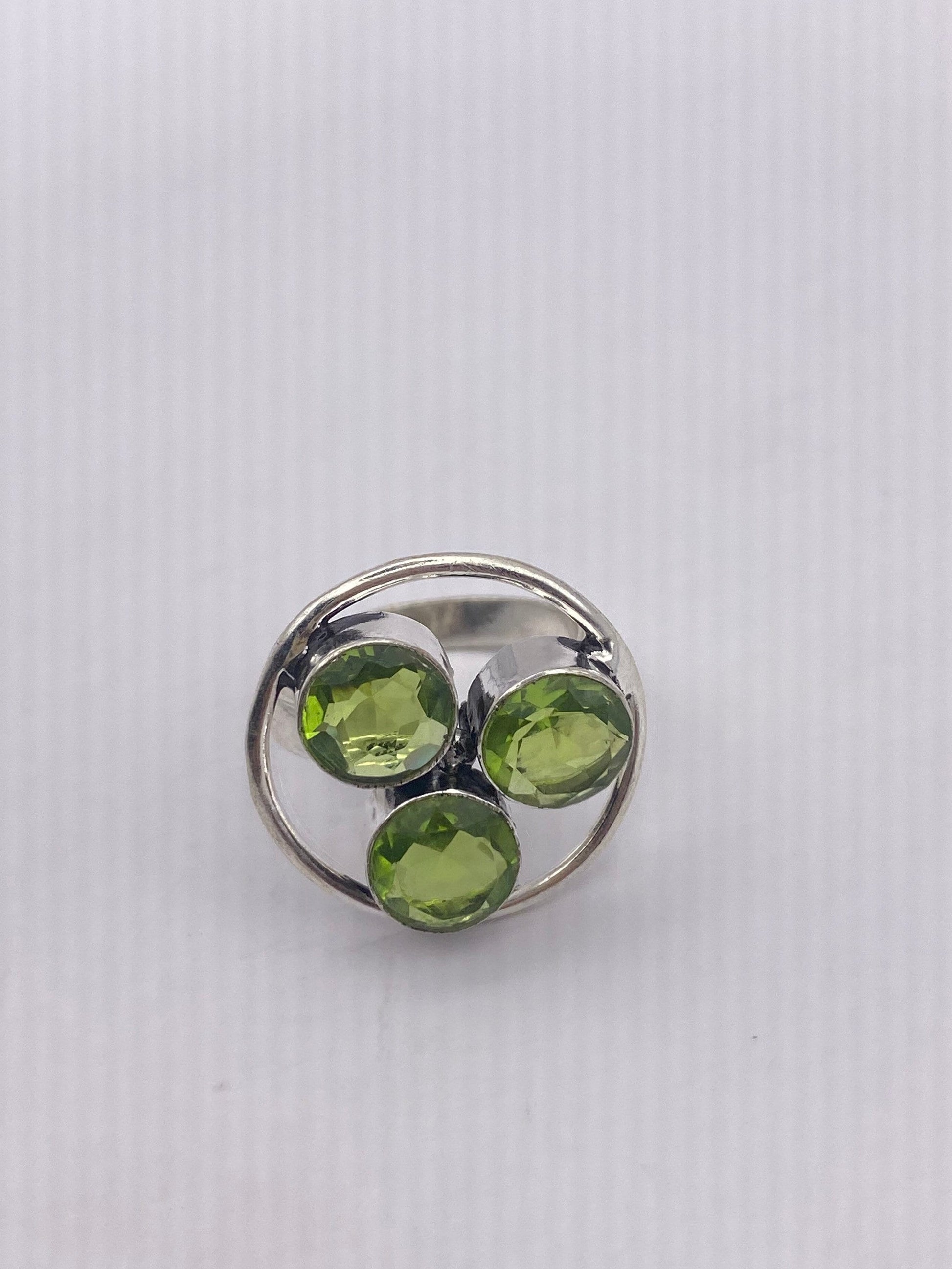 Vintage Green Pearl Peridot Cocktail Ring