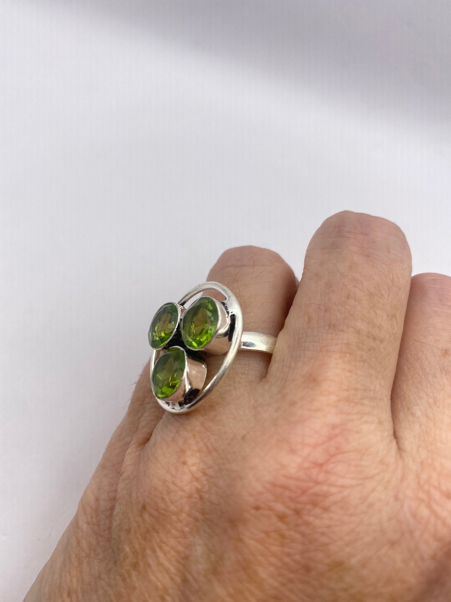 Vintage Green Pearl Peridot Cocktail Ring