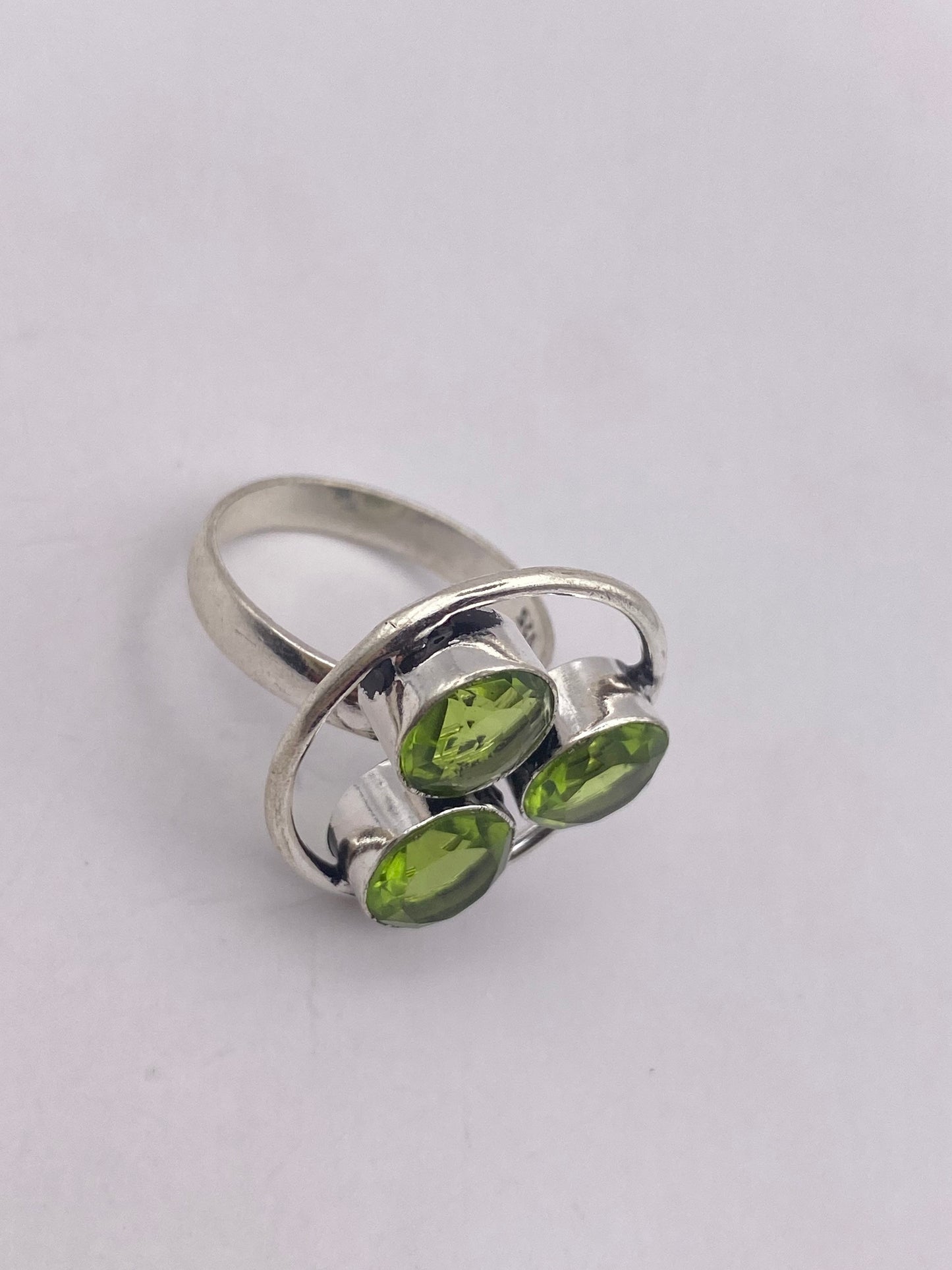 Vintage Green Pearl Peridot Cocktail Ring