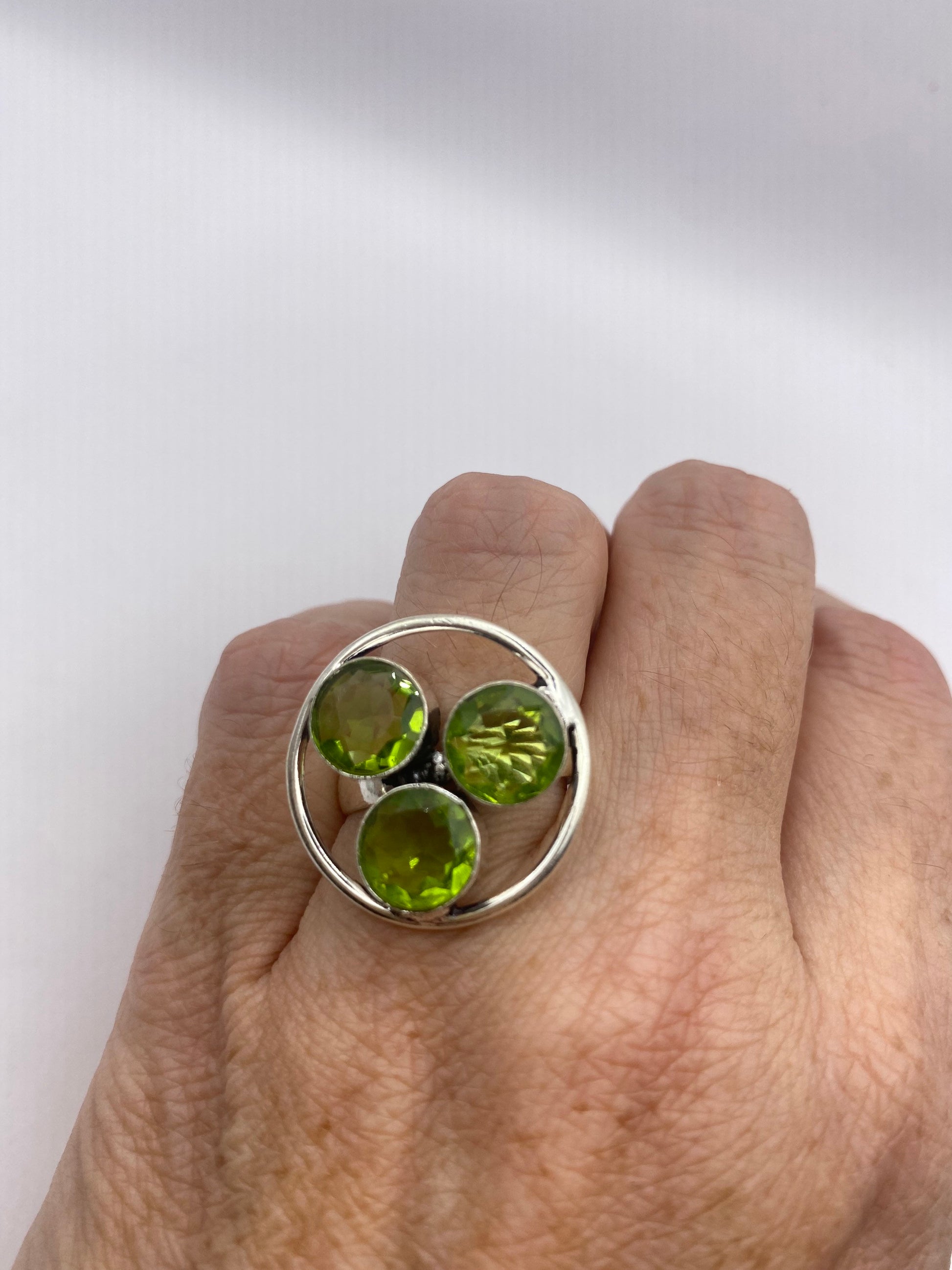 Vintage Green Pearl Peridot Cocktail Ring