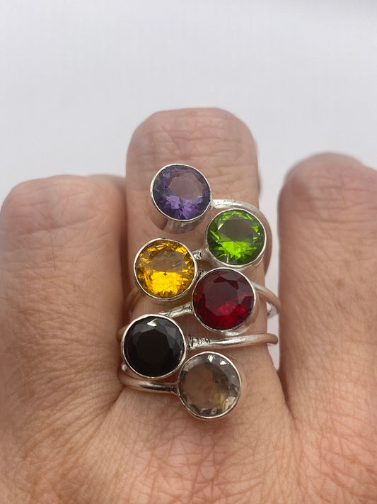 Vintage Mixed Color Glass Ring Adjustable