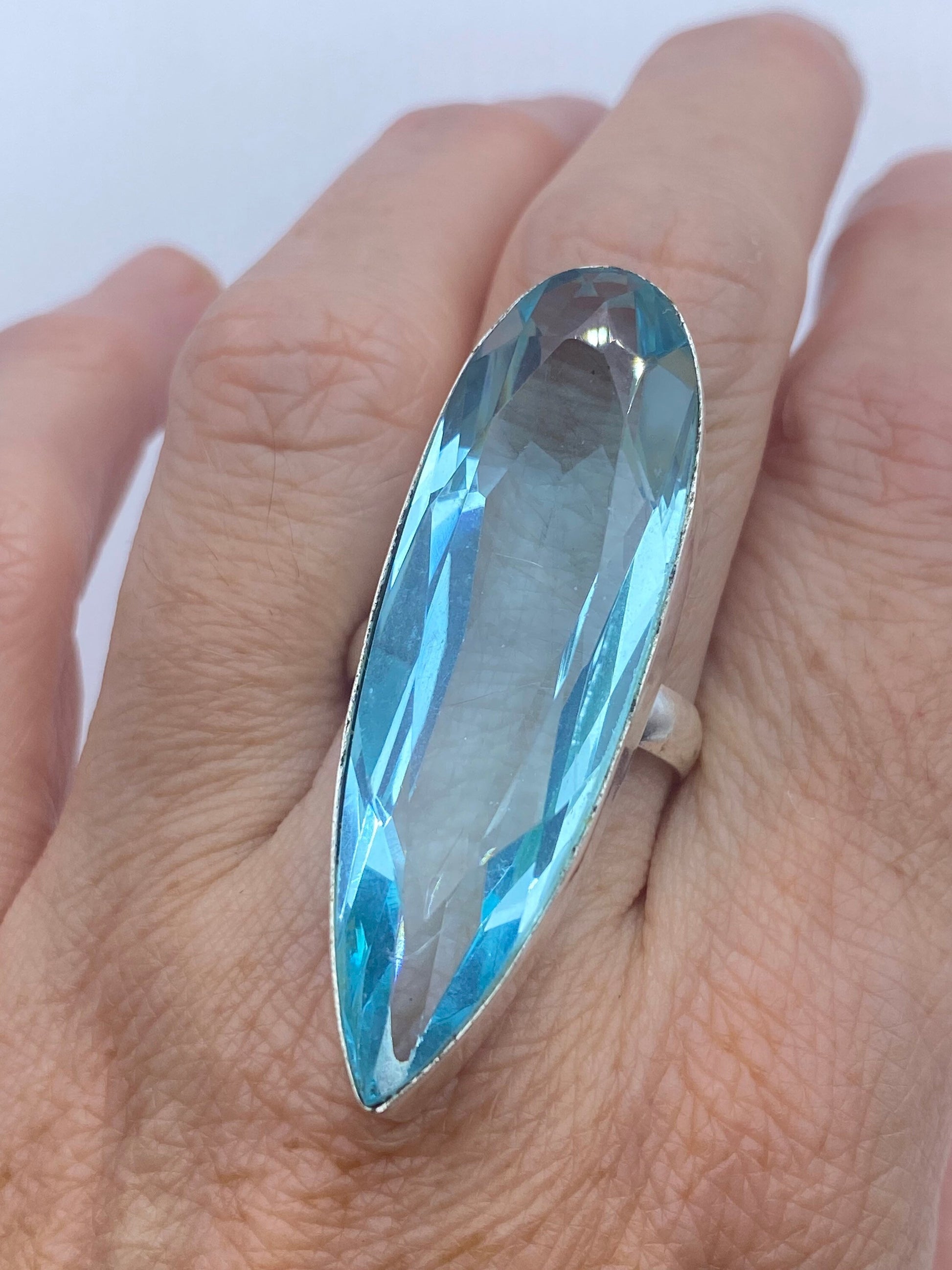 Vintage Blue Art Glass Ring