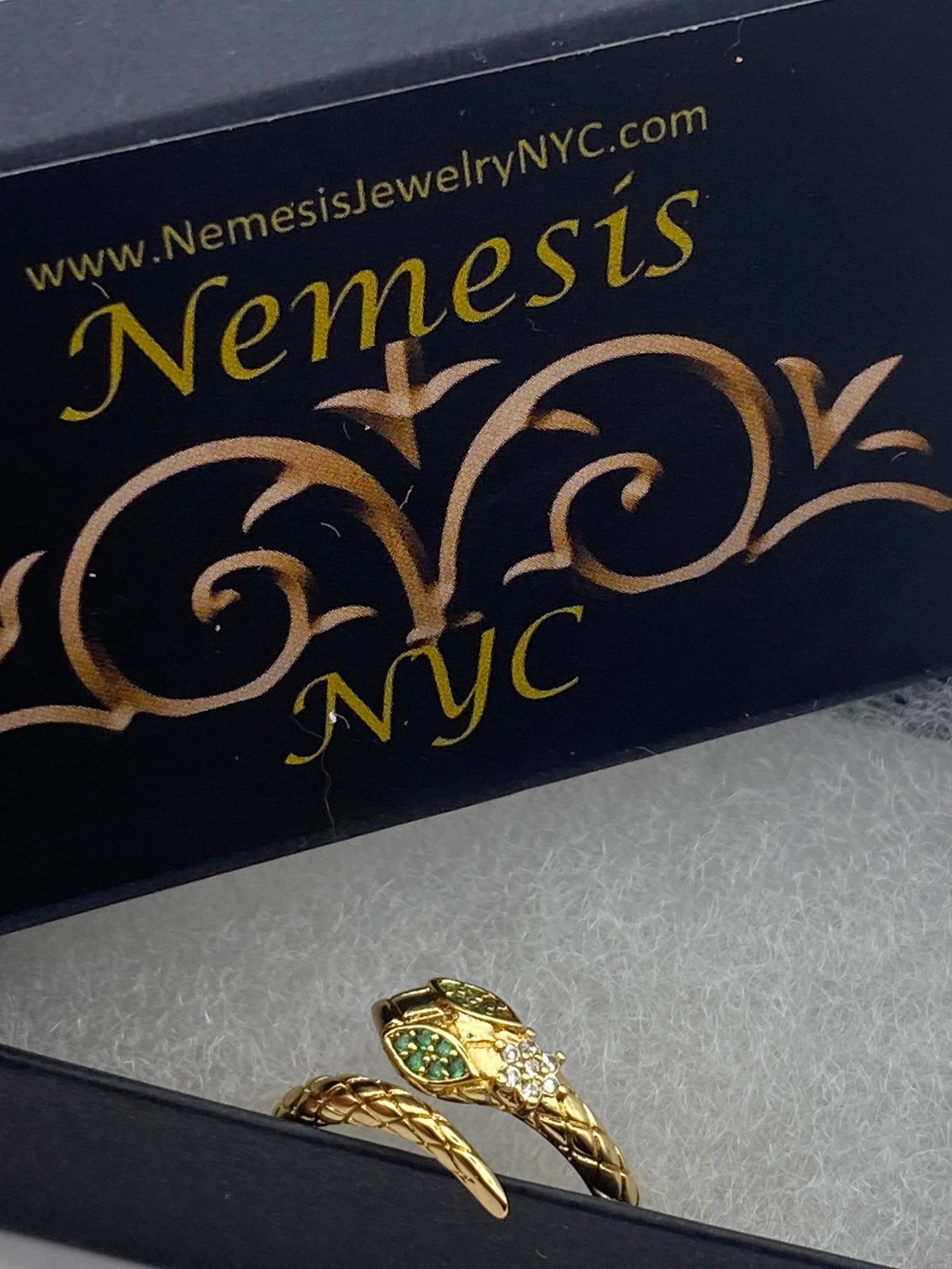 Vintage Snake Ring Gold Filled Crystal Cocktail Ring