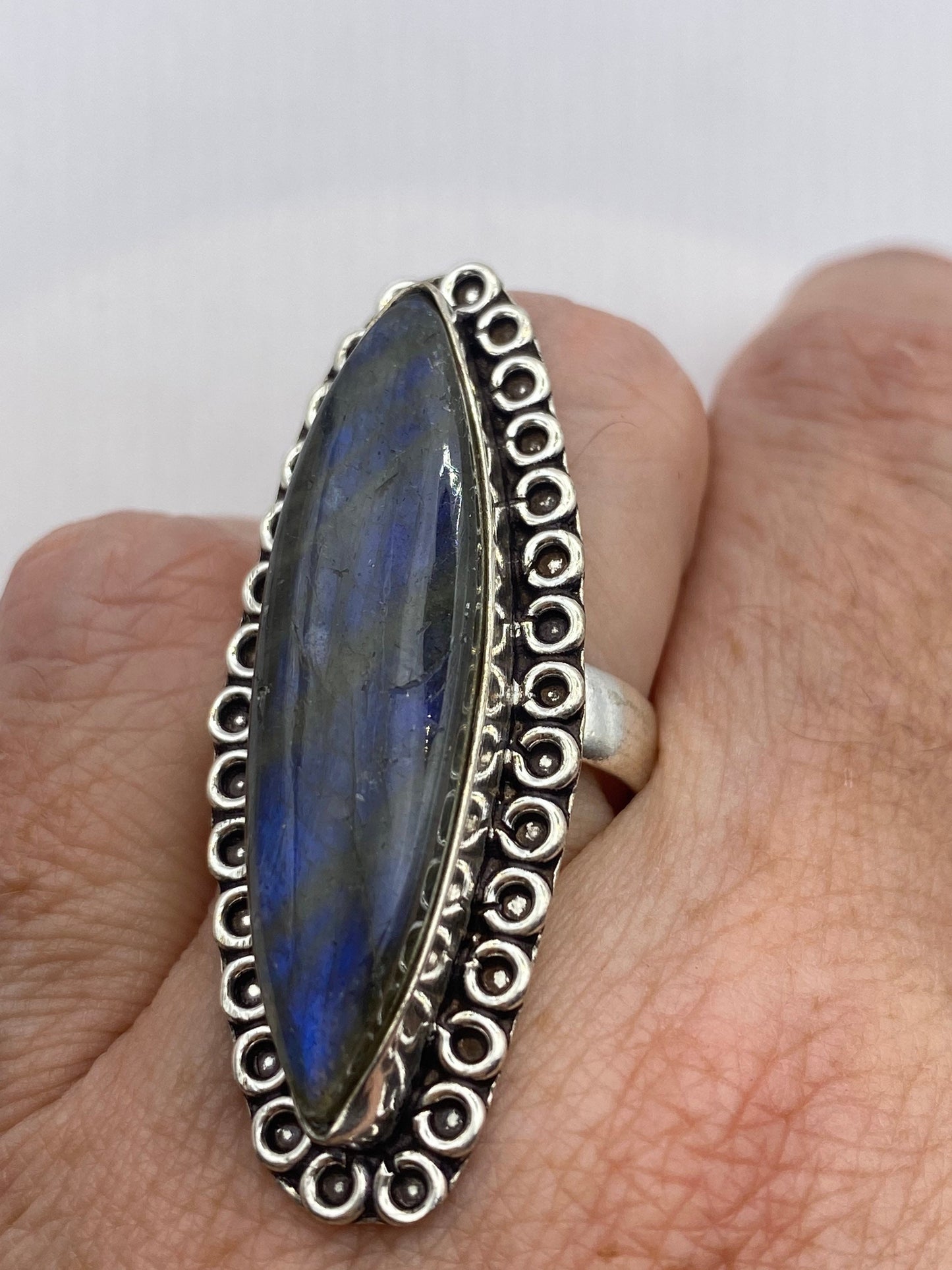 Vintage Rainbow Labradorite Statement Ring