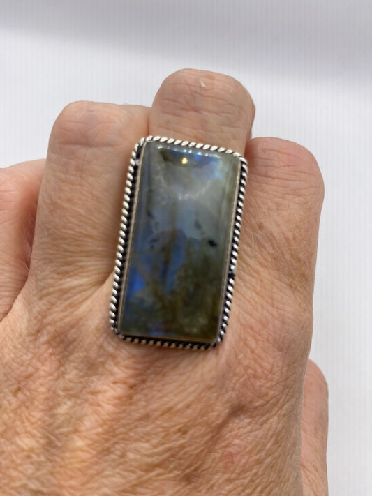 Vintage Rainbow Labradorite Statement Ring