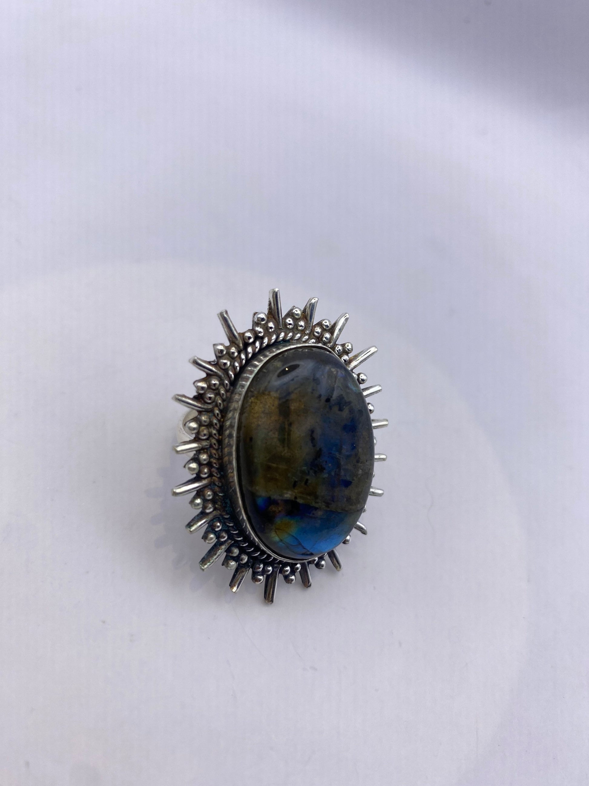 Vintage Rainbow Labradorite Statement Ring