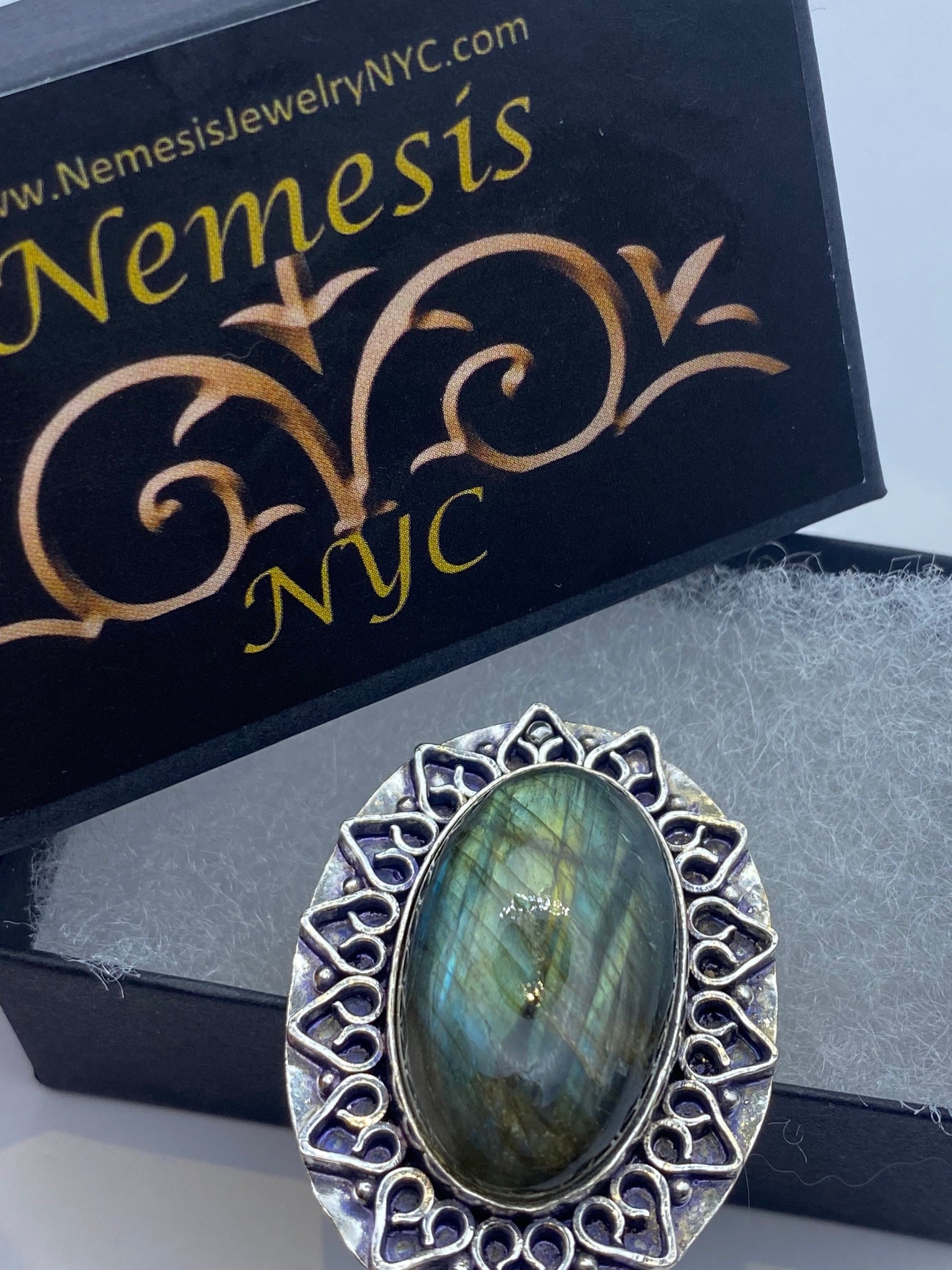 Vintage Rainbow Labradorite Statement Ring