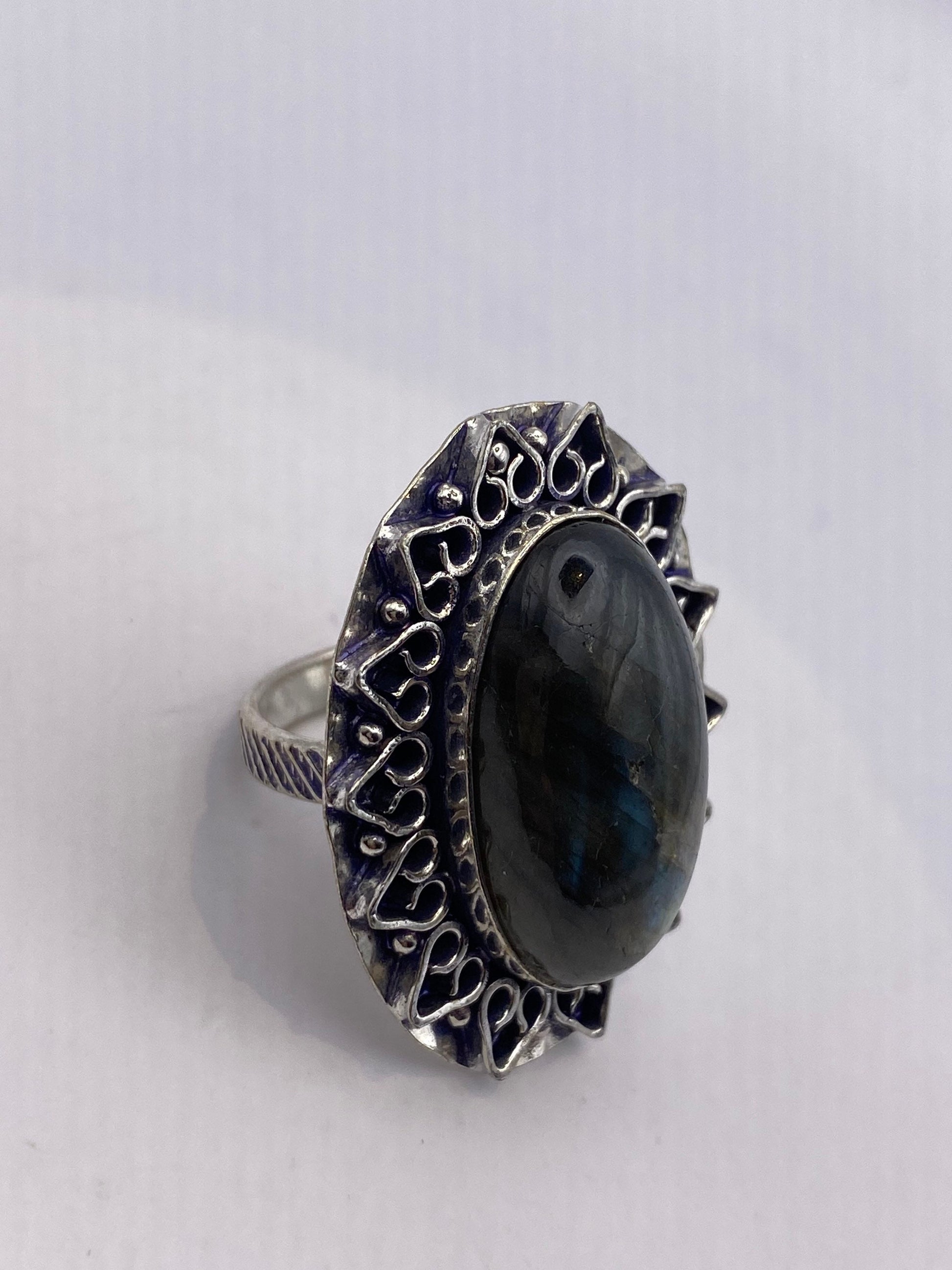 Vintage Rainbow Labradorite Statement Ring