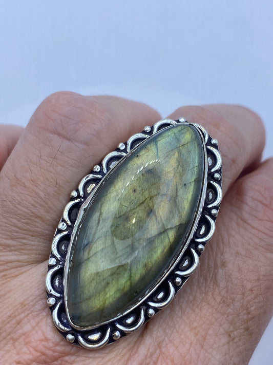 Vintage Rainbow Labradorite Statement Ring
