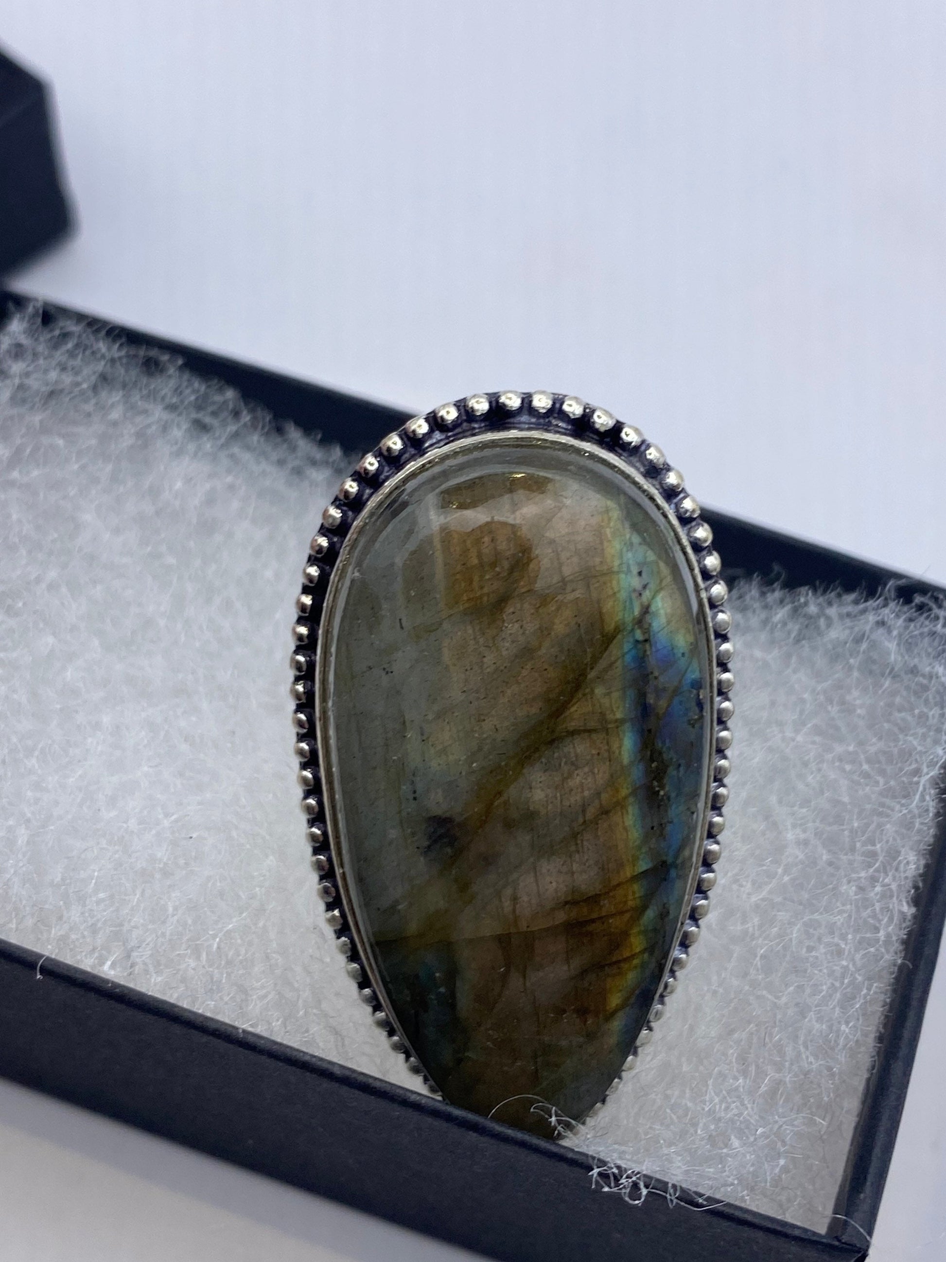 Vintage Rainbow Labradorite Statement Ring