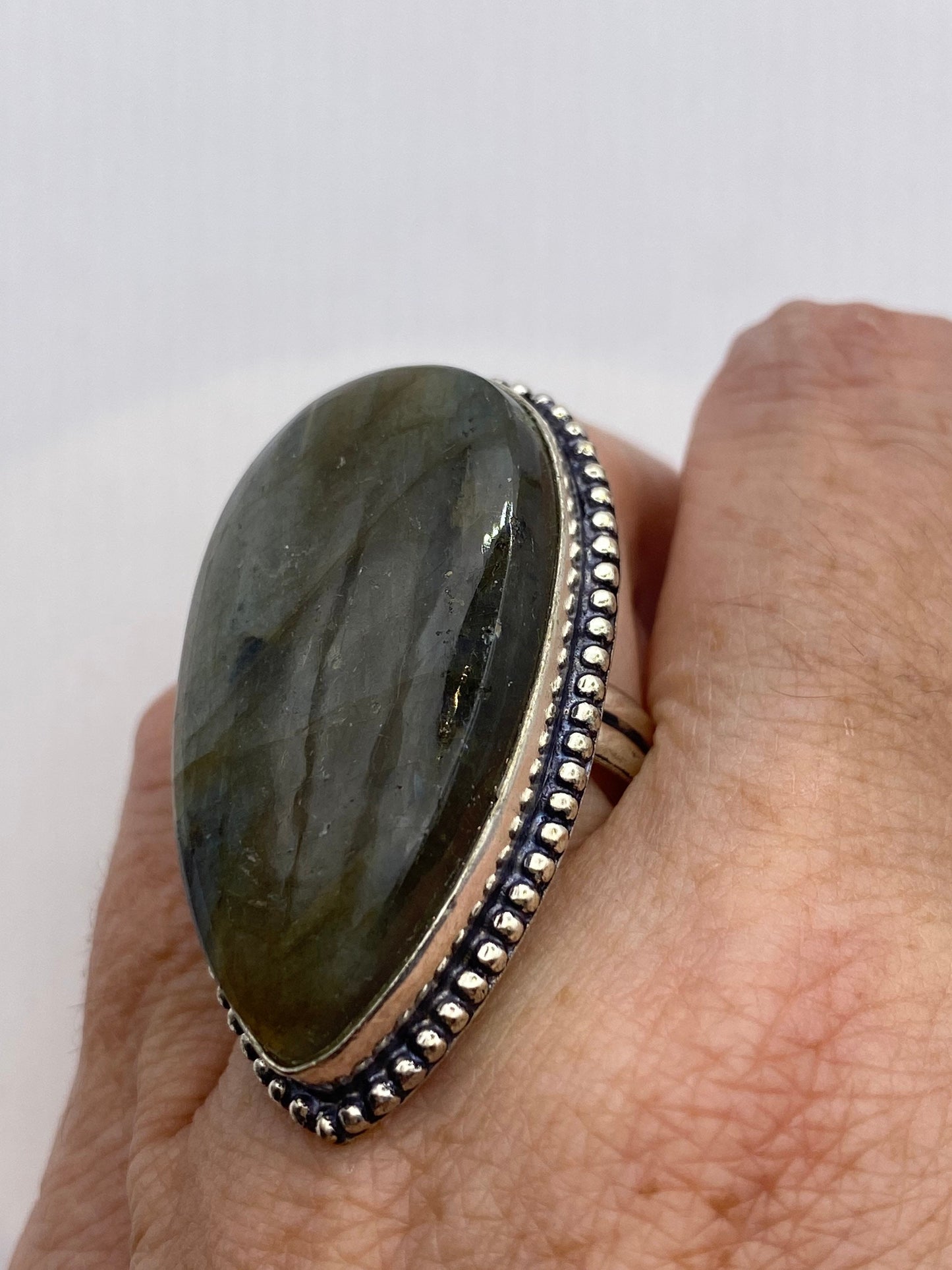 Vintage Rainbow Labradorite Statement Ring