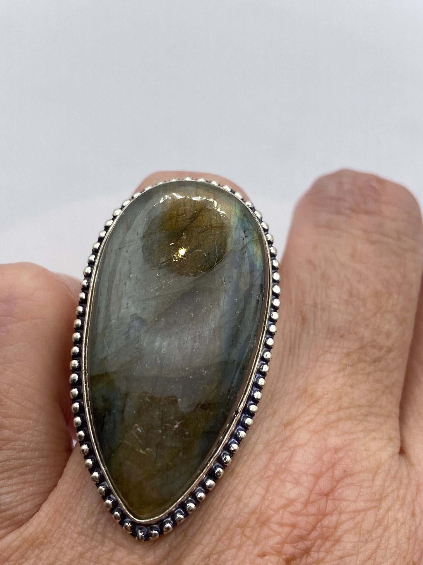 Vintage Rainbow Labradorite Statement Ring