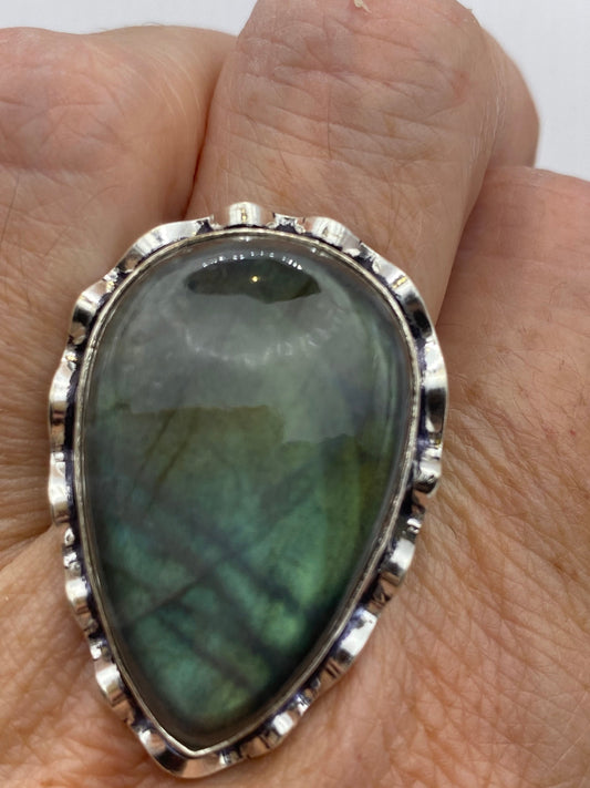 Vintage Rainbow Labradorite Statement Ring