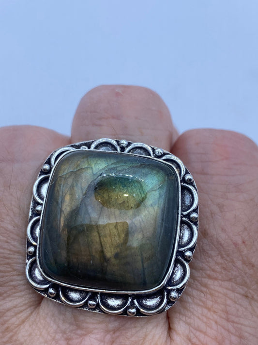 Vintage Rainbow Labradorite Statement Ring