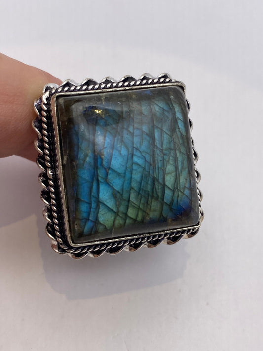 Vintage Rainbow Labradorite Statement Ring