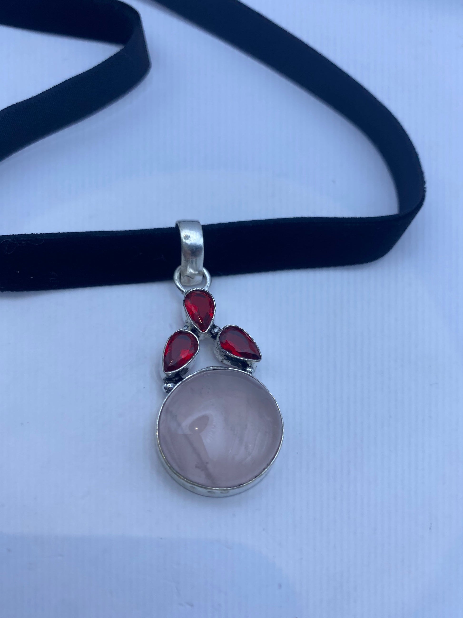 Vintage Antique Pink Rose Quartz Choker Necklace