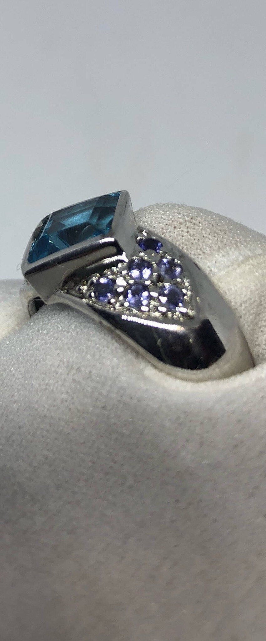 Vintage London Blue Topaz 925 Sterling Silver Ring