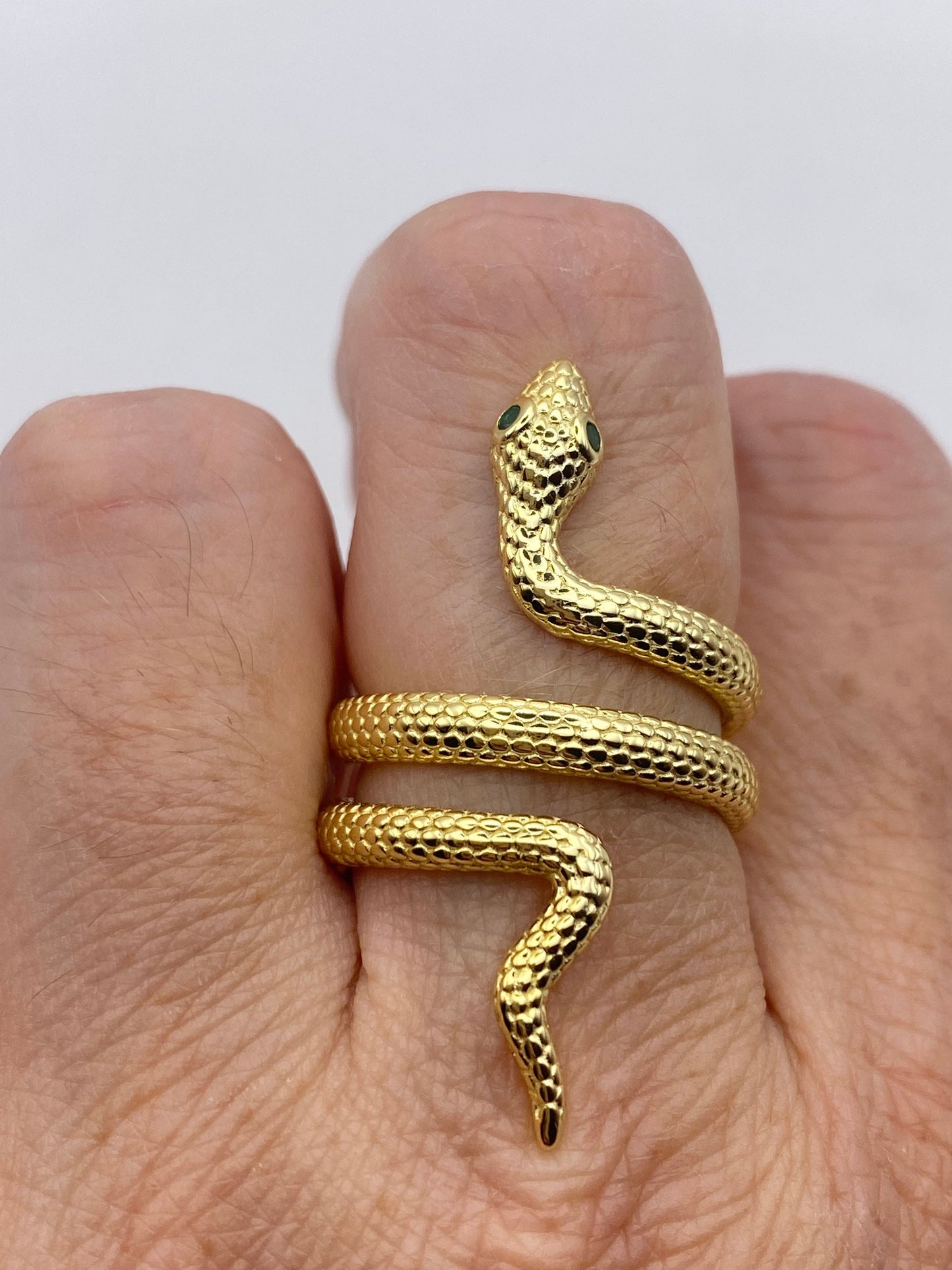 Vintage Snake Ring Golden 925 Sterling Silver Adjustable