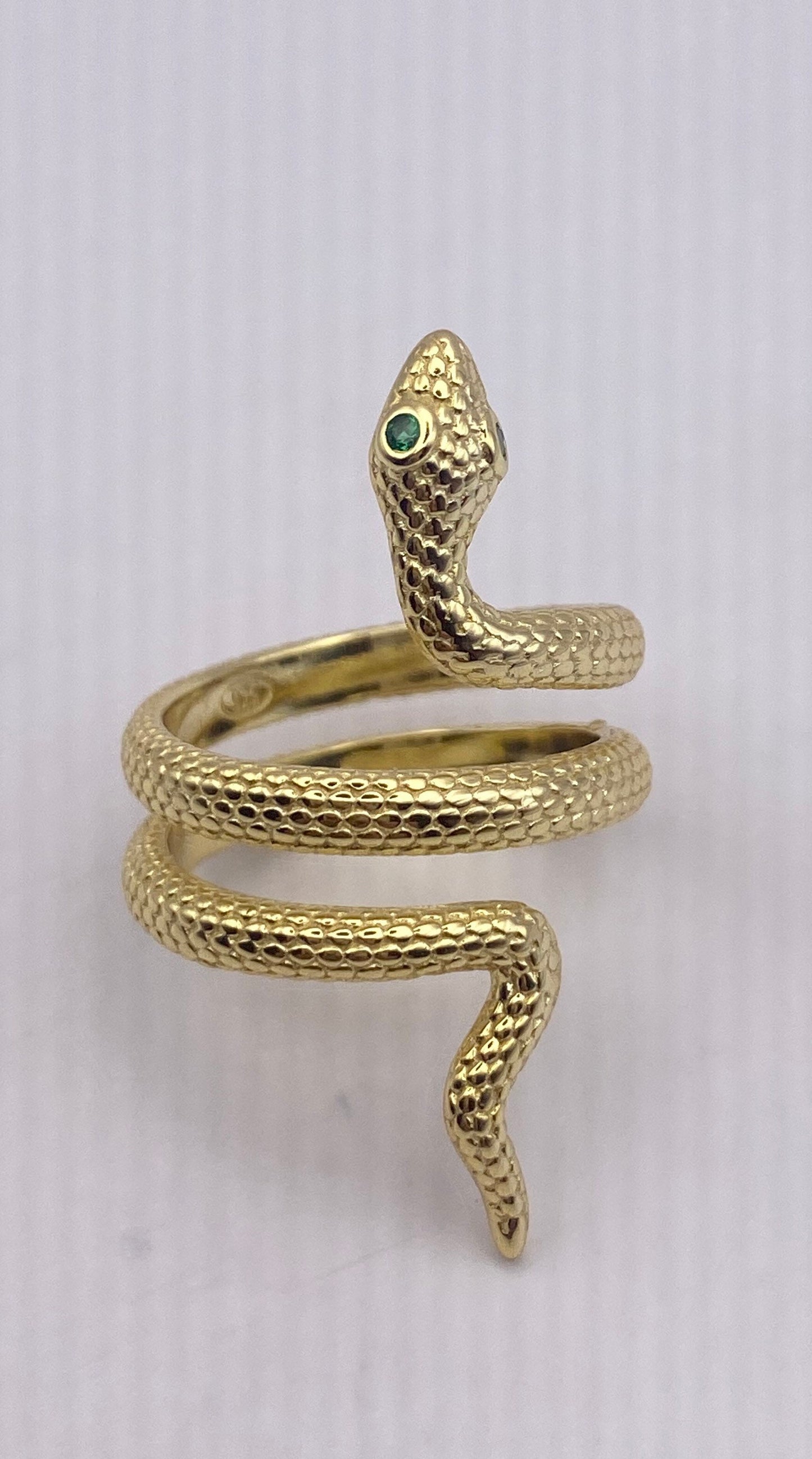 Vintage Snake Ring Golden 925 Sterling Silver Adjustable